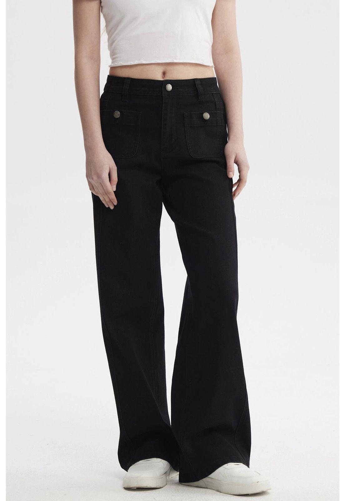 Jeans Mujer Calce Recto Negro - ll-0