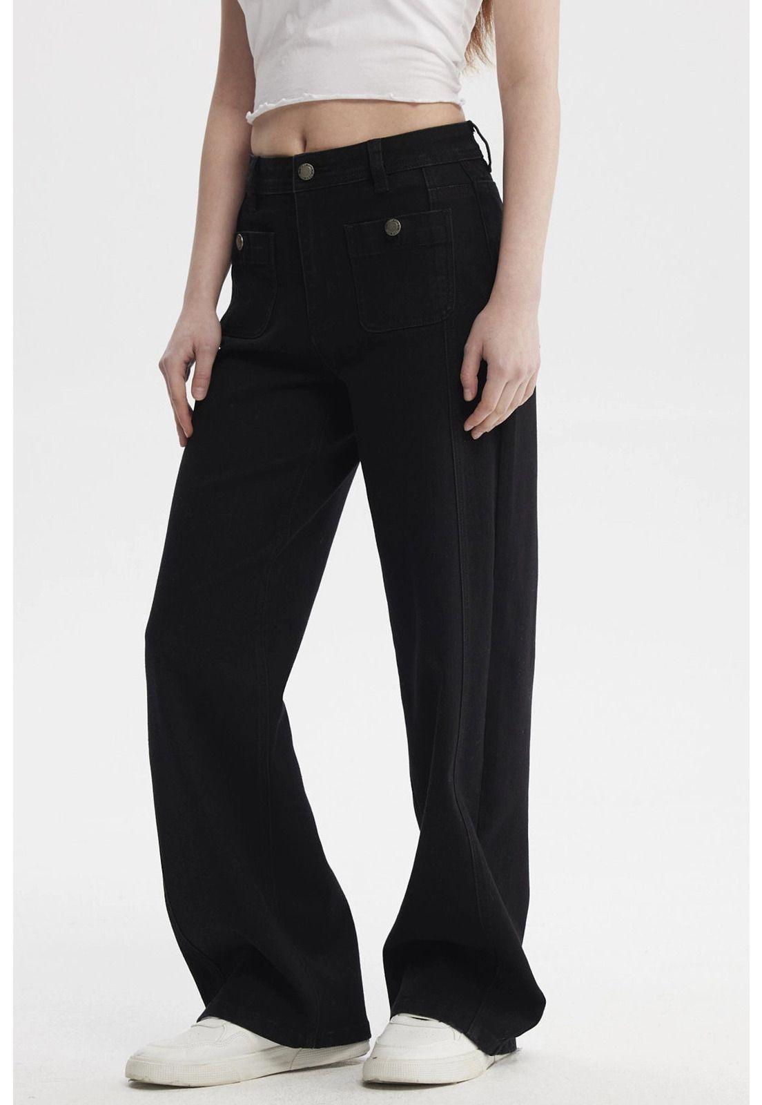 Jeans Mujer Calce Recto Negro - ll-1