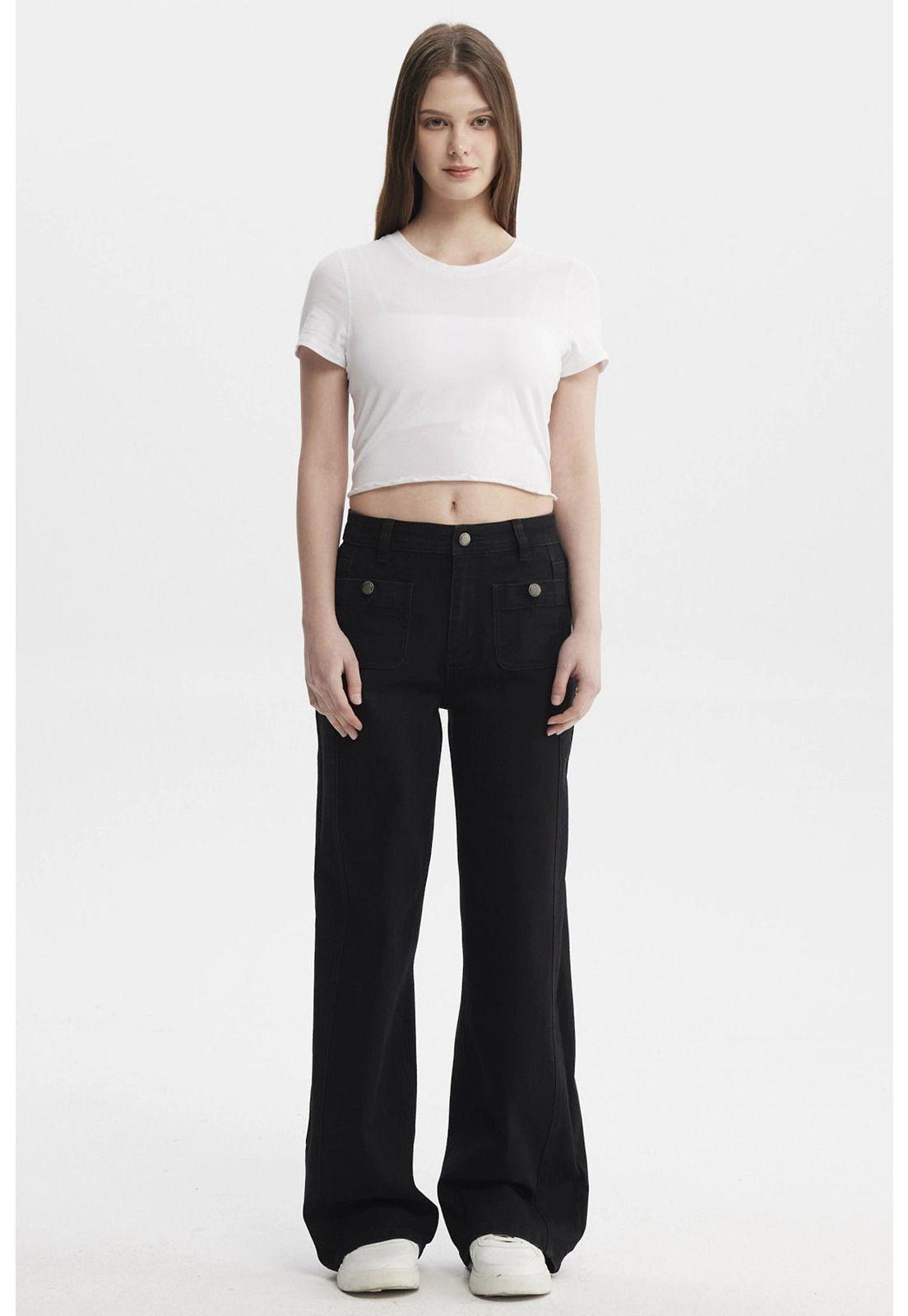 Jeans Mujer Calce Recto Negro - ll-3