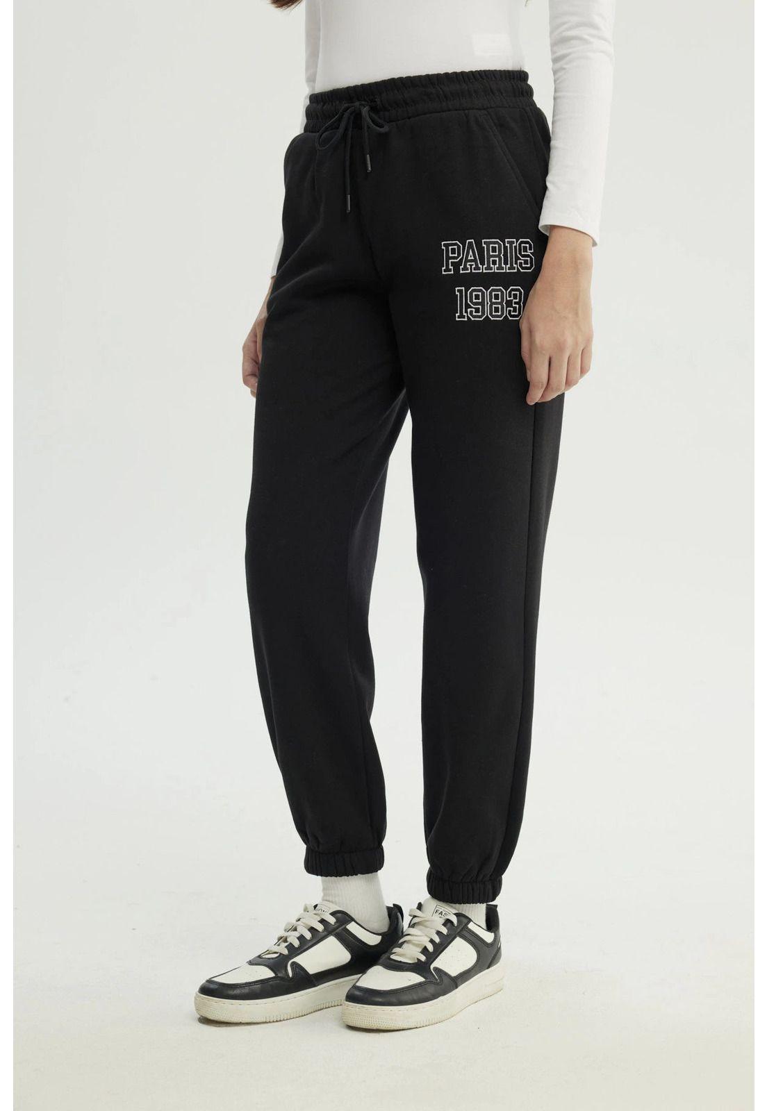 Pantalón Buzo Mujer Pitillo Negro - ll-2