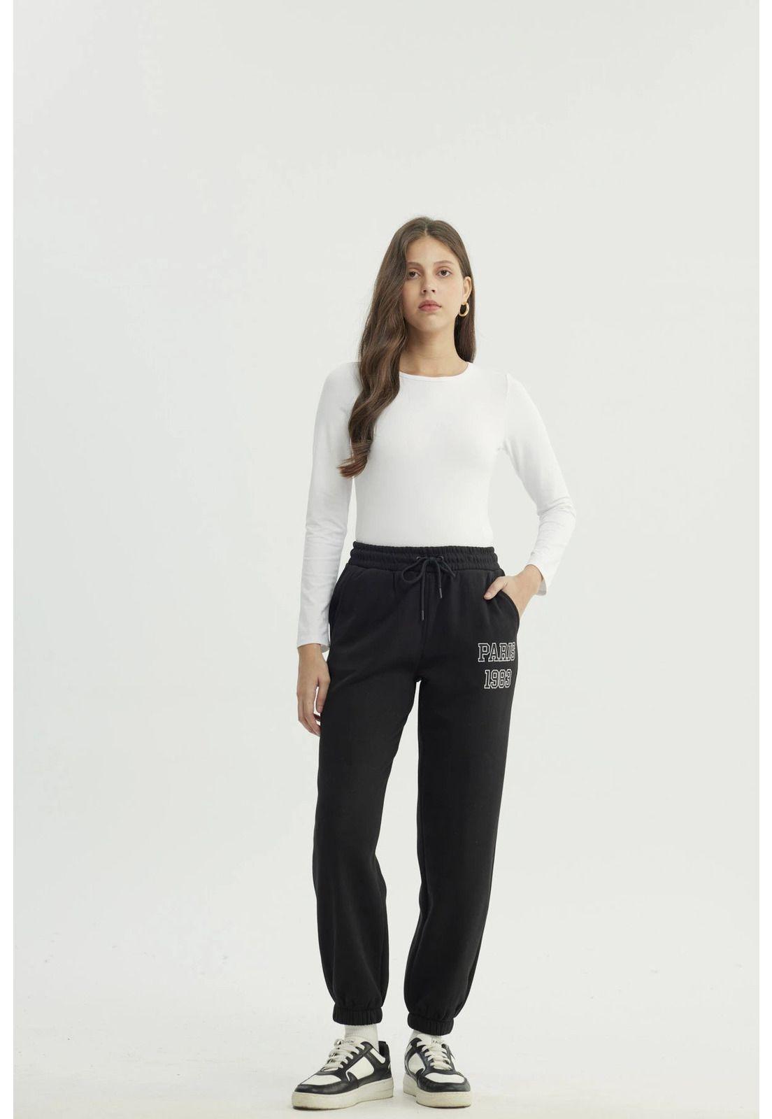 Pantalón Buzo Mujer Pitillo Negro - ll-3
