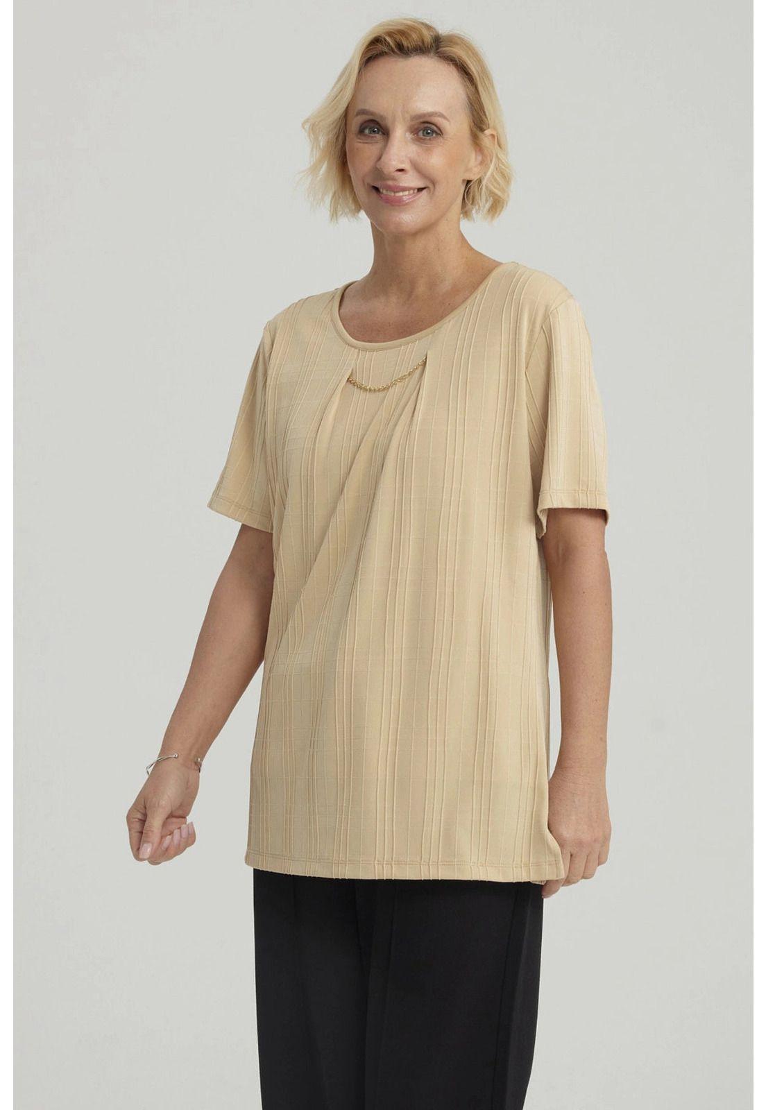 Polera Mujer Textura Beige Oscuro-5