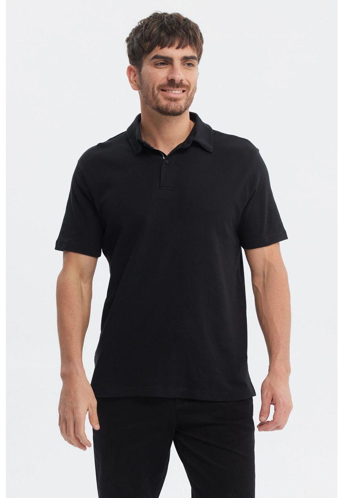 Polera Hombre Polo Lisa Negro-0