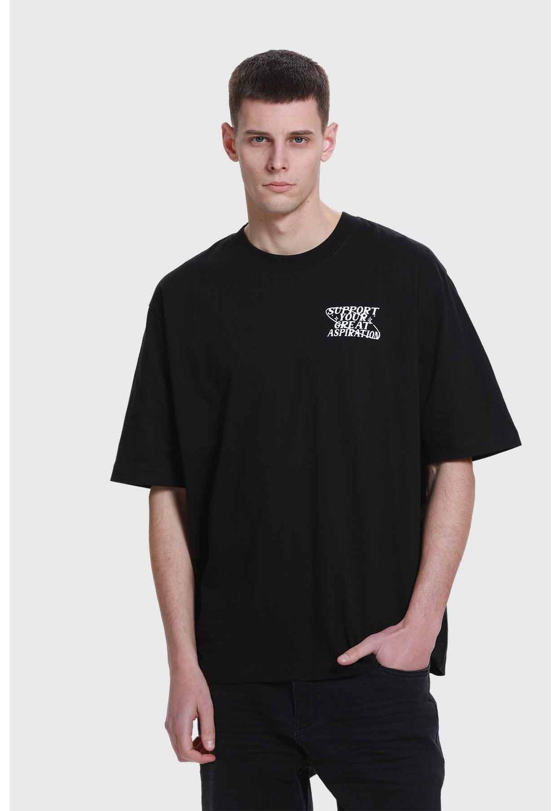 Polera Hombre Doble Print Negro - X-0