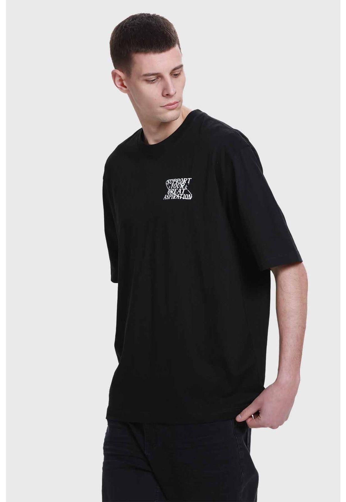 Polera Hombre Doble Print Negro - X-1