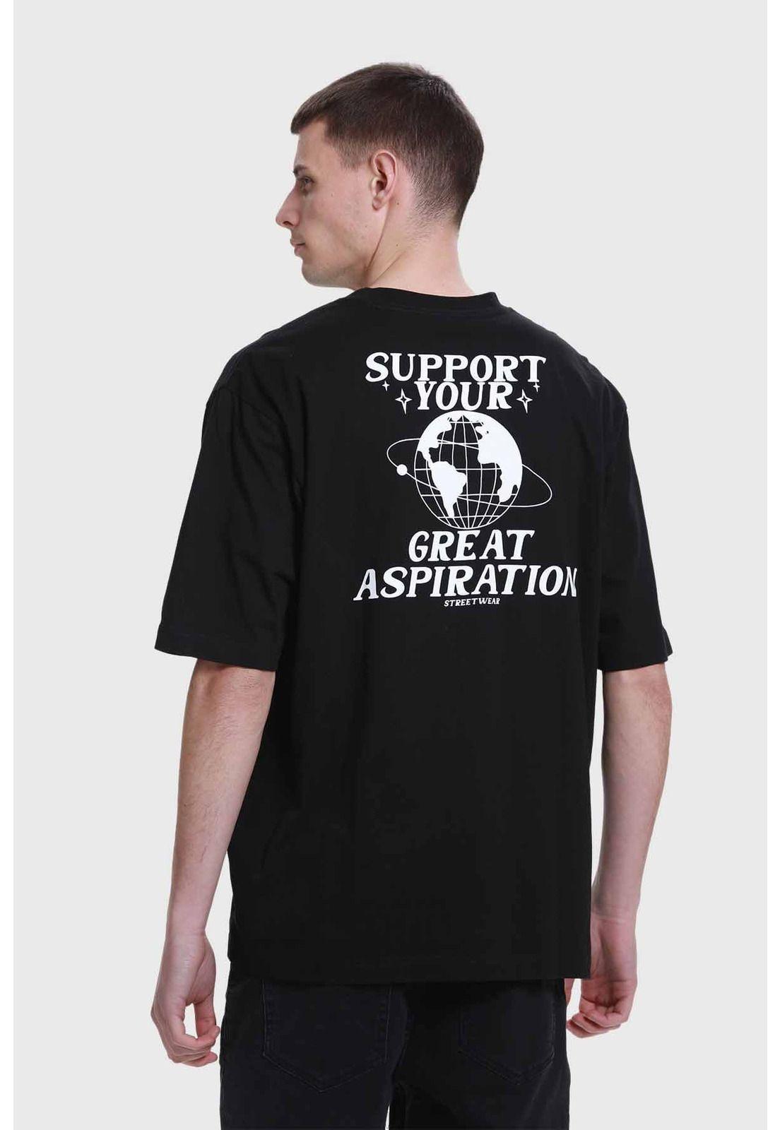 Polera Hombre Doble Print Negro - X-2