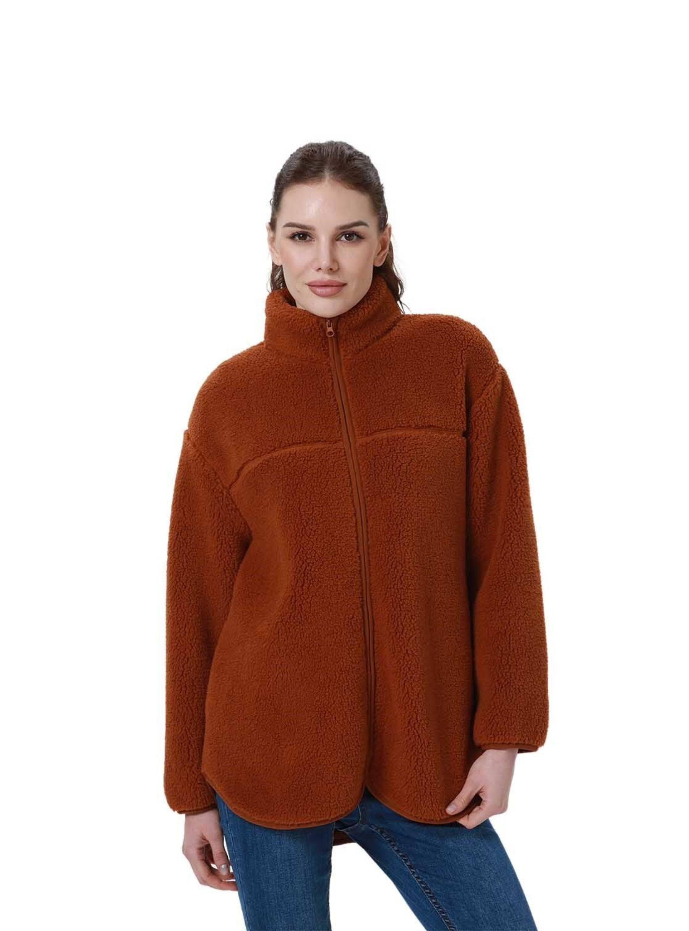 Polar Mujer Tipo Chaqueta Bolsillo Camel Oscuro-0