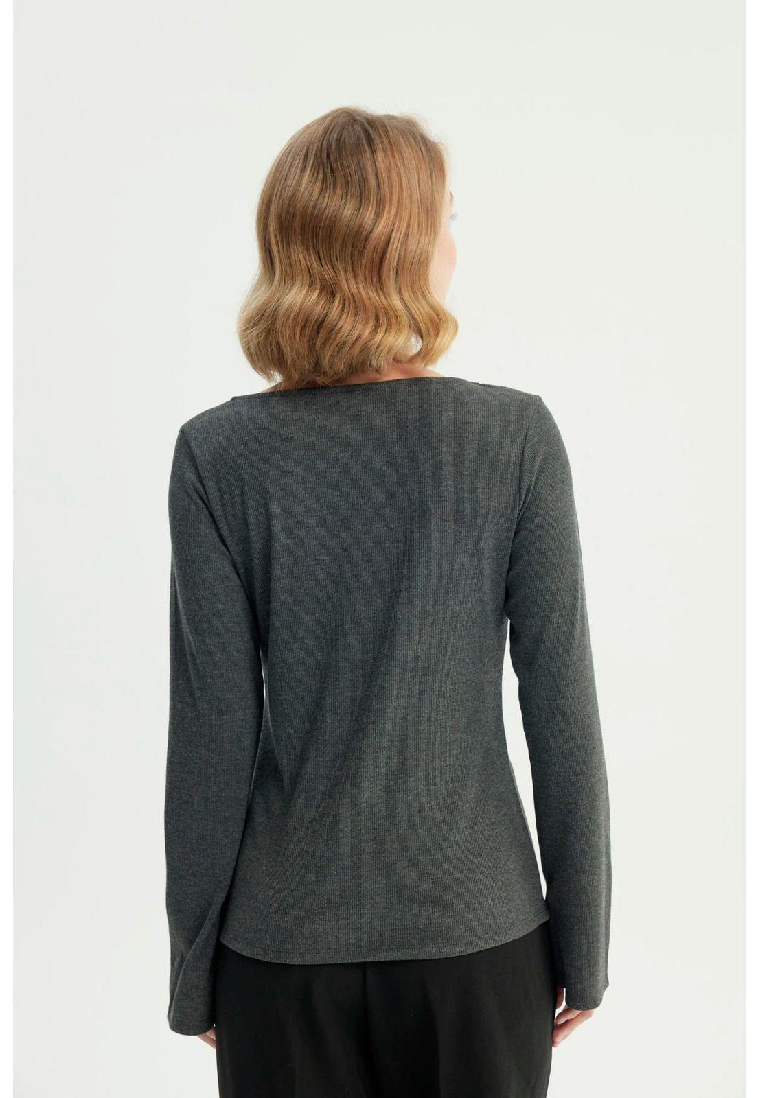 Polera Mujer Slim Gris Melange - Vll-1