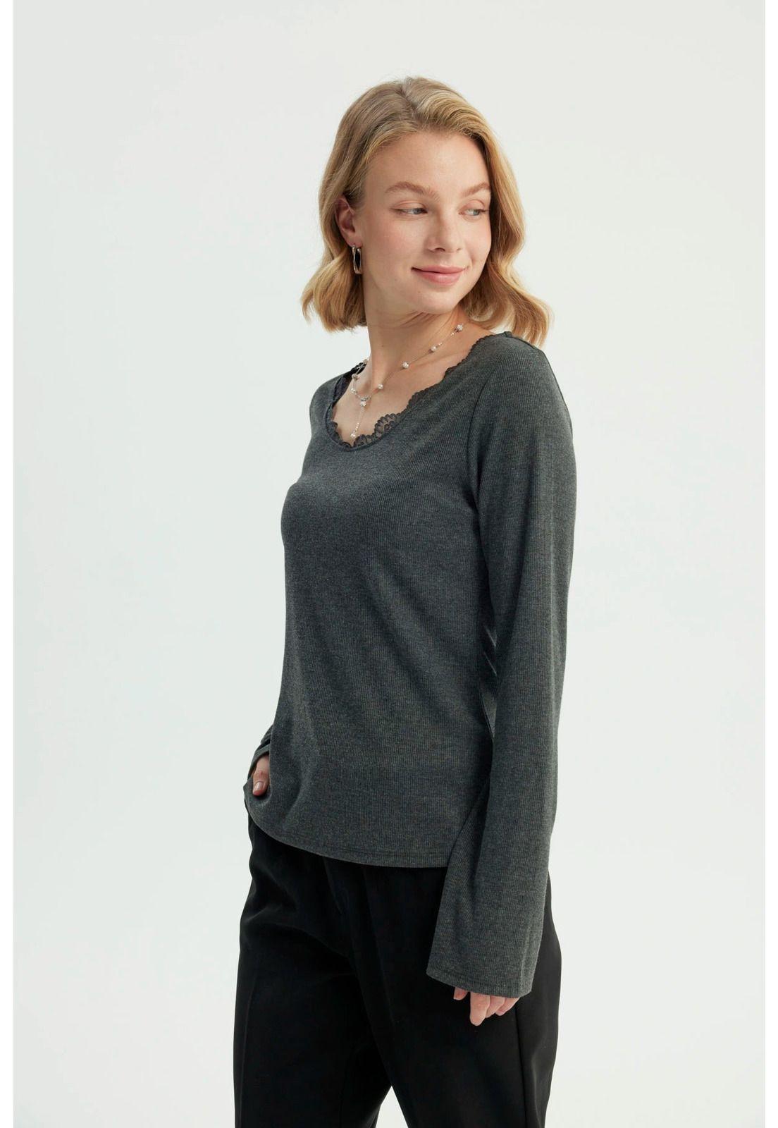 Polera Mujer Slim Gris Melange - Vll-2