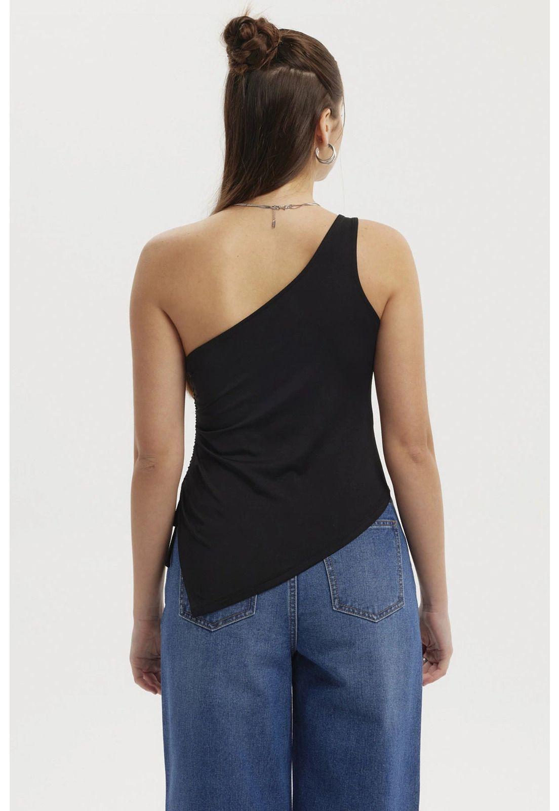 Polera Mujer Escote Y Basta Asimétrica Negro-2