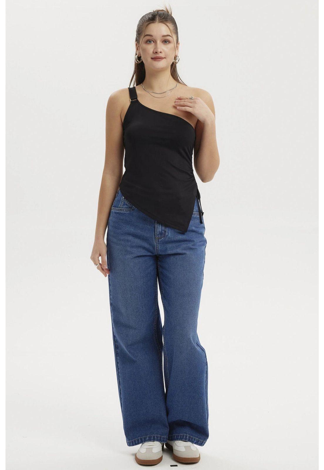 Polera Mujer Escote Y Basta Asimétrica Negro-3