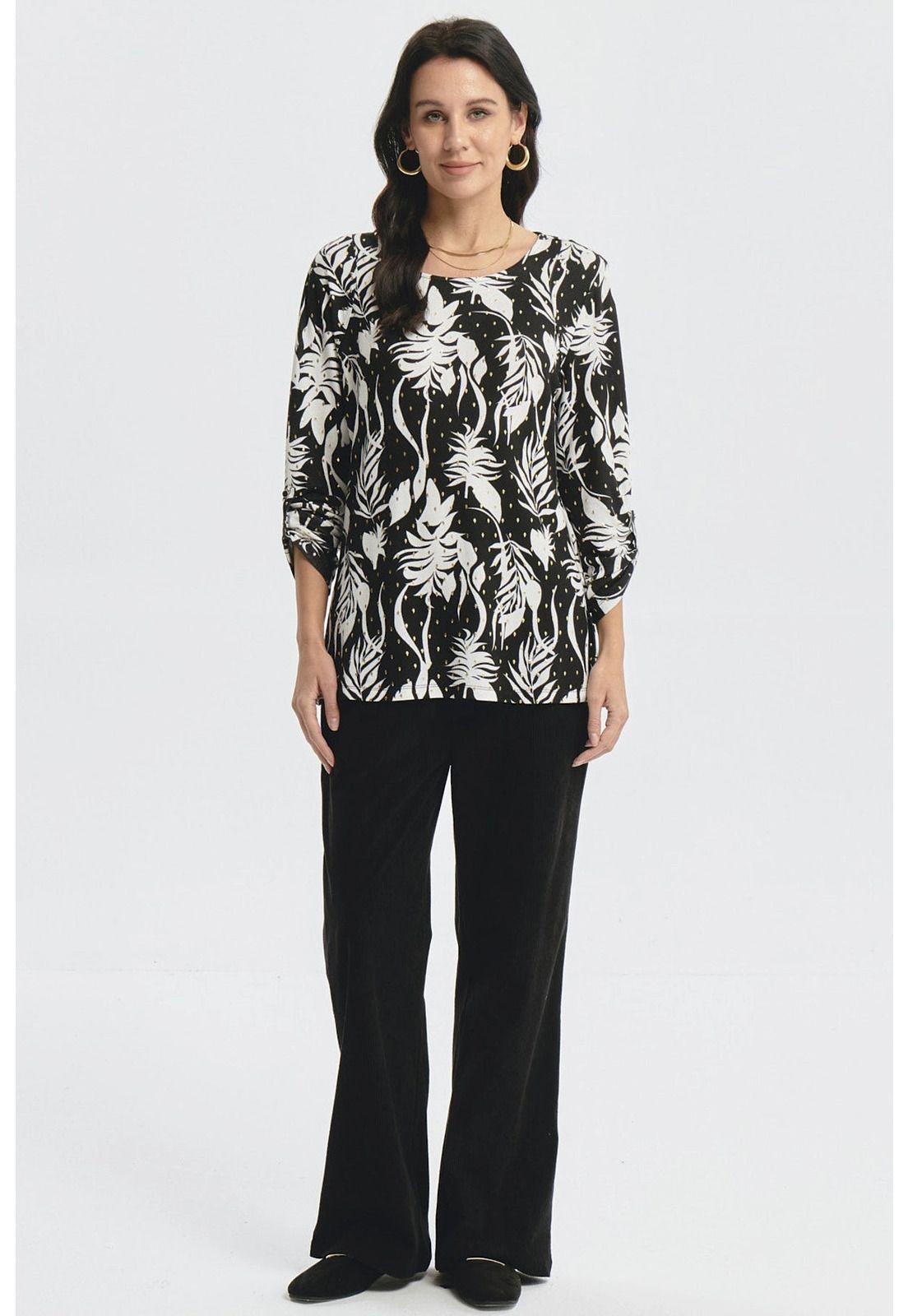 Polera Mujer Roll Up Print Negro-3