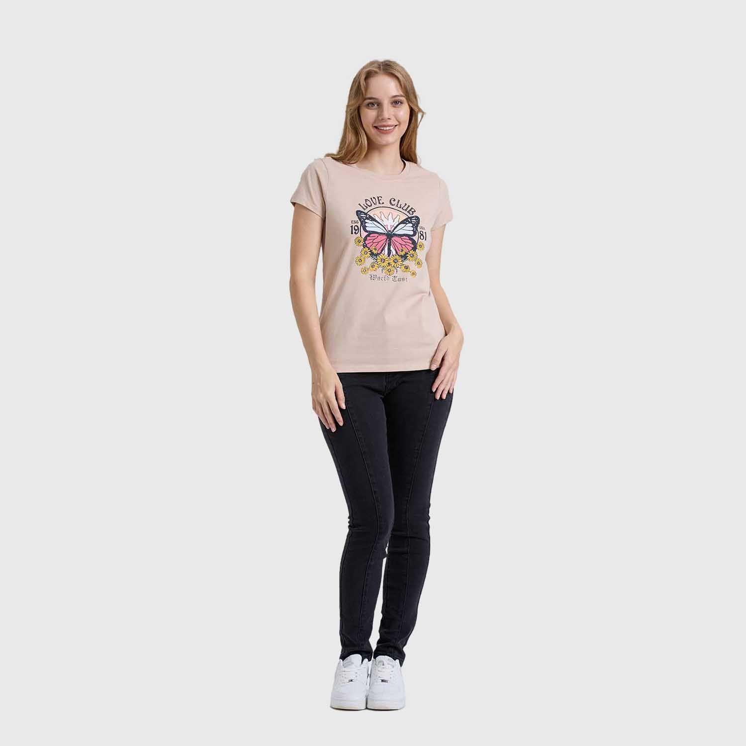 Polera Mujer Básica Print Beige Fashion's Park-3