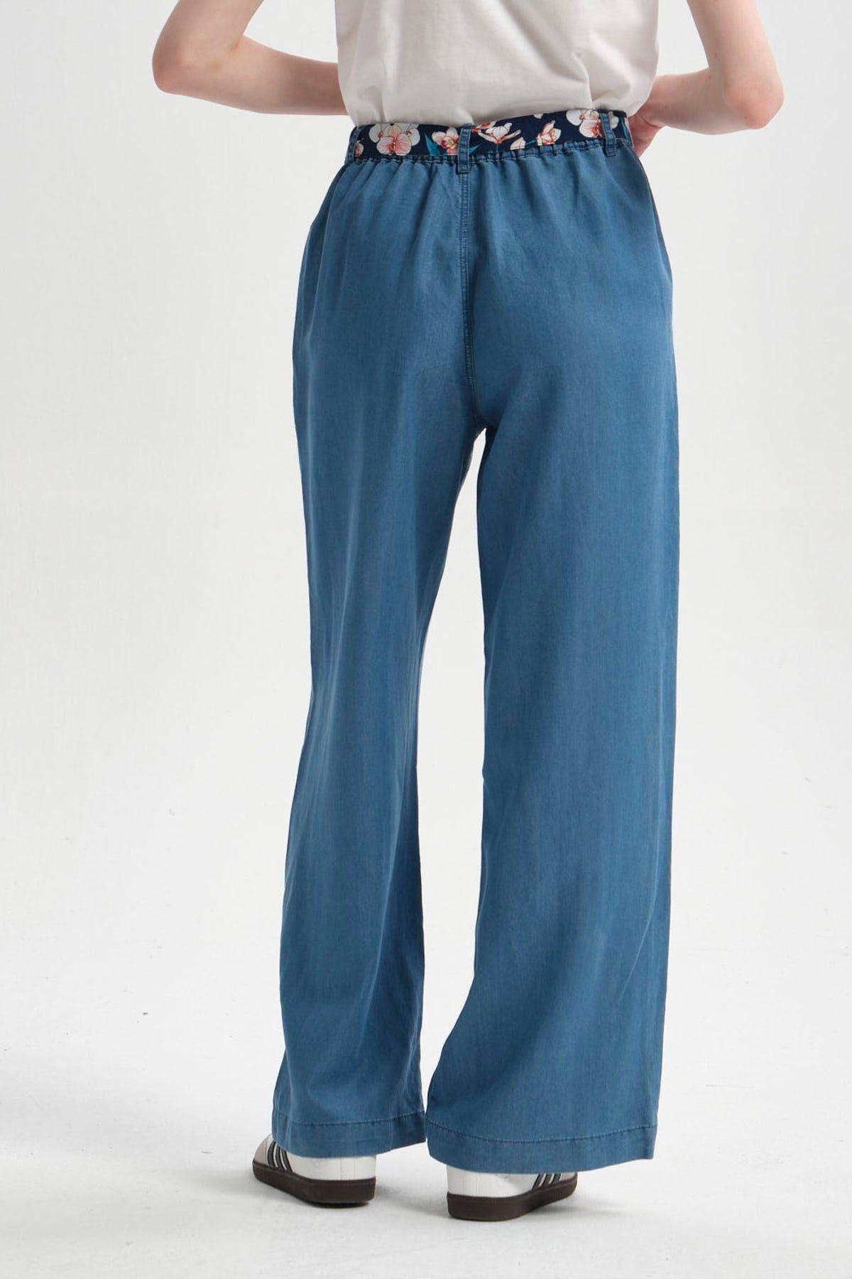 Jeans Mujer Pallazzo Pañuelo Azul-2