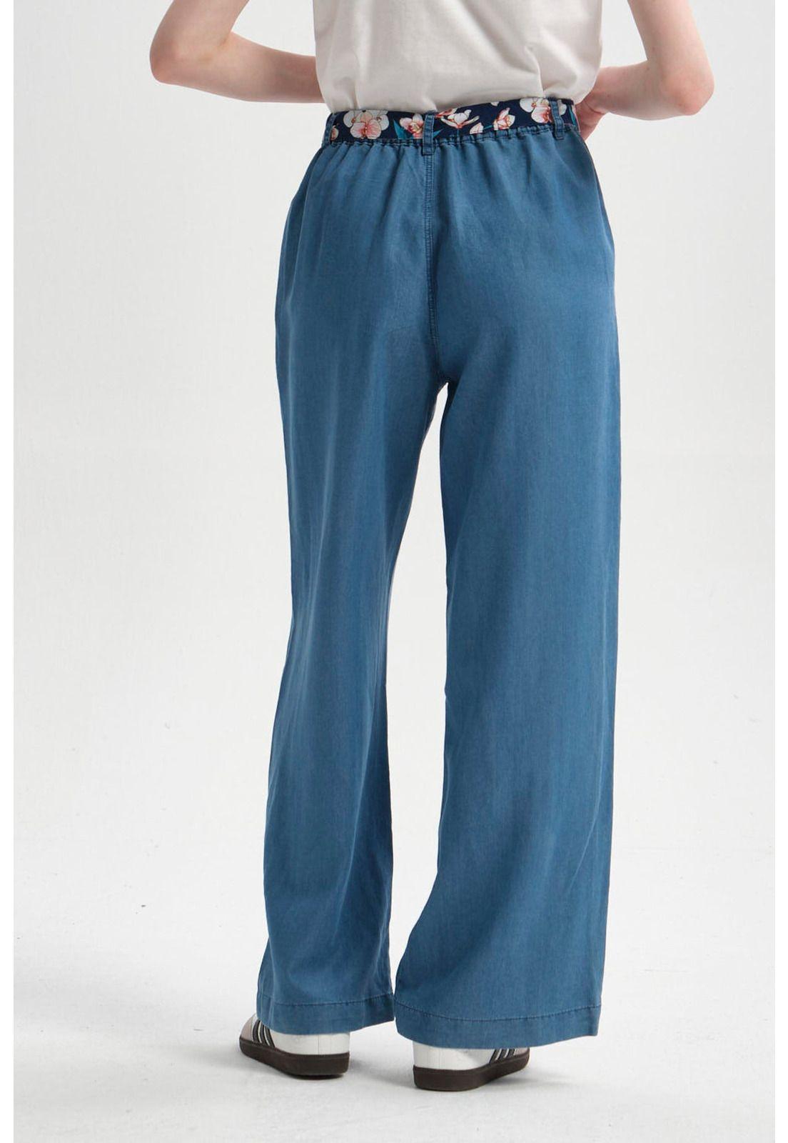 Jeans Mujer Palazzo Pañuelo Azul-2