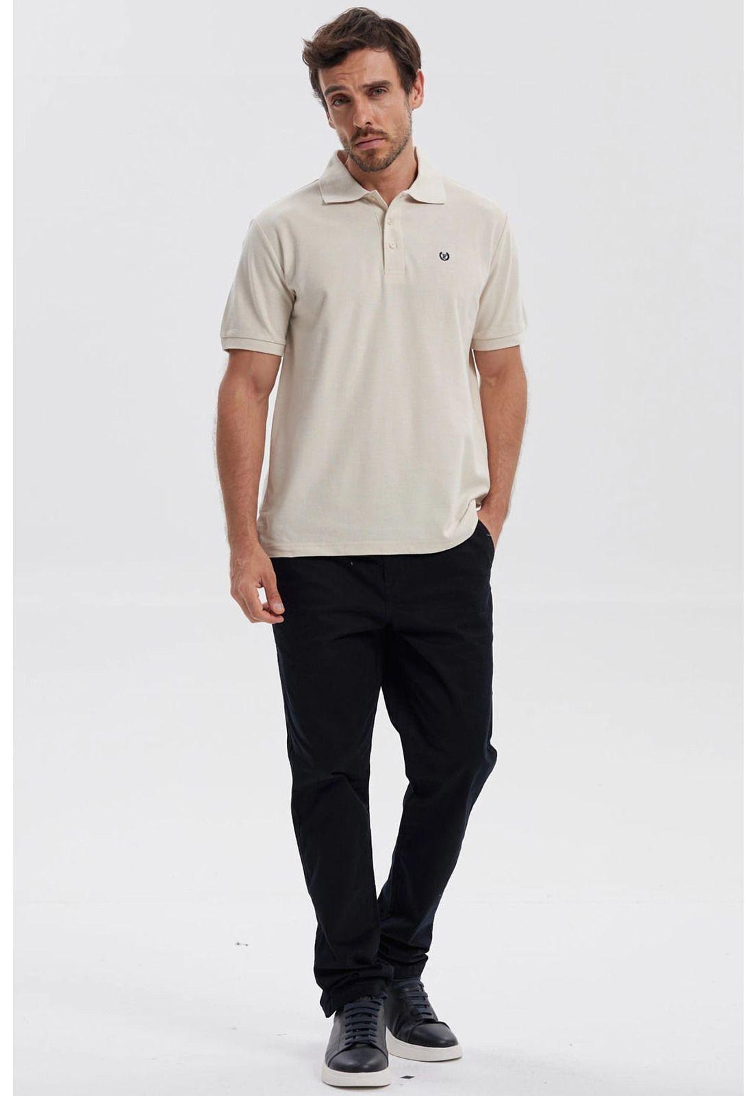 Polera Hombre Piqué Básica Lisa Beige - V-3