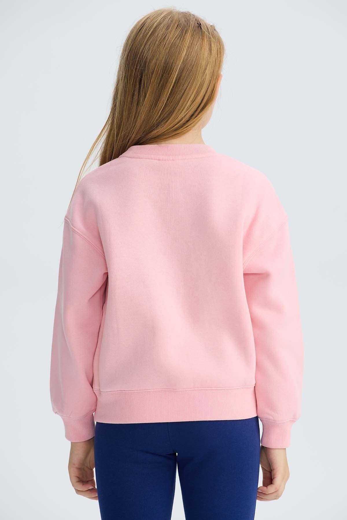 Polerón Niña Cerrado Con Print Rosado-2