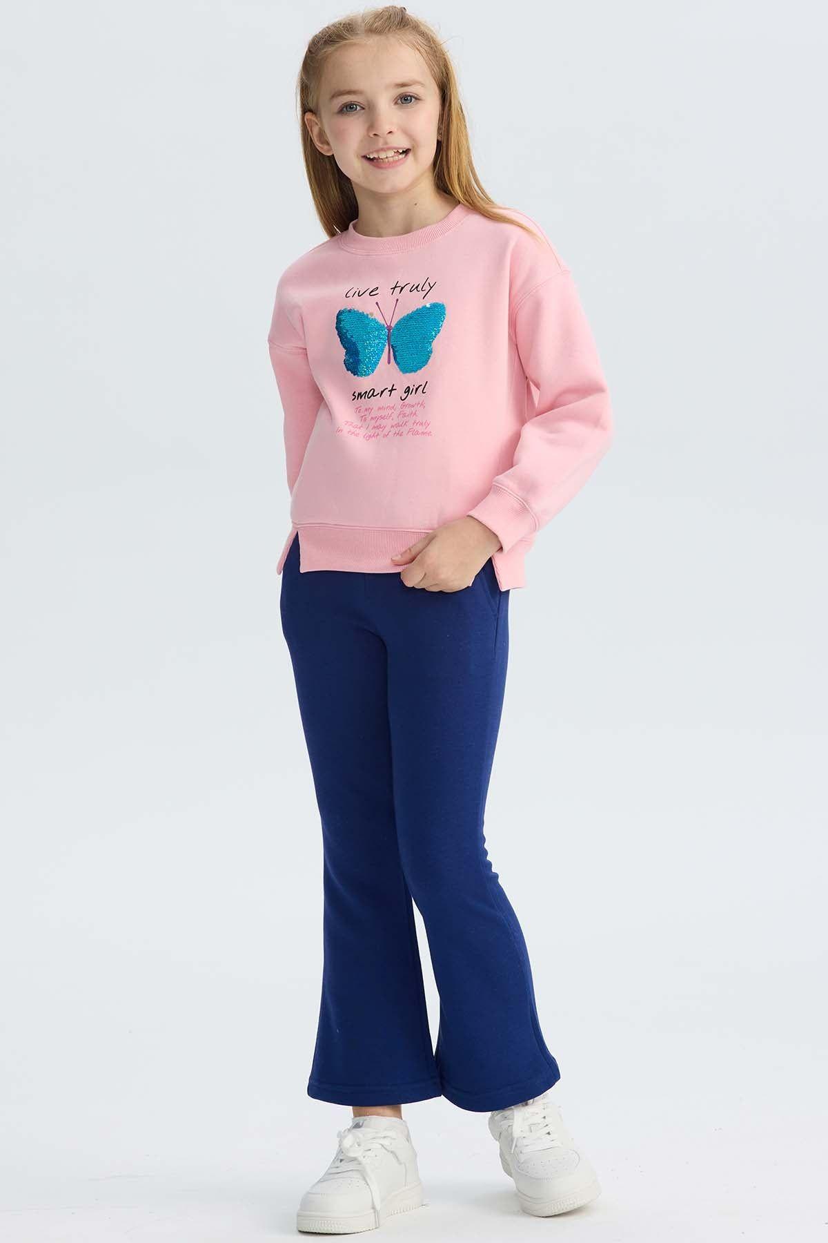 Polerón Niña Cerrado Con Print Rosado-3