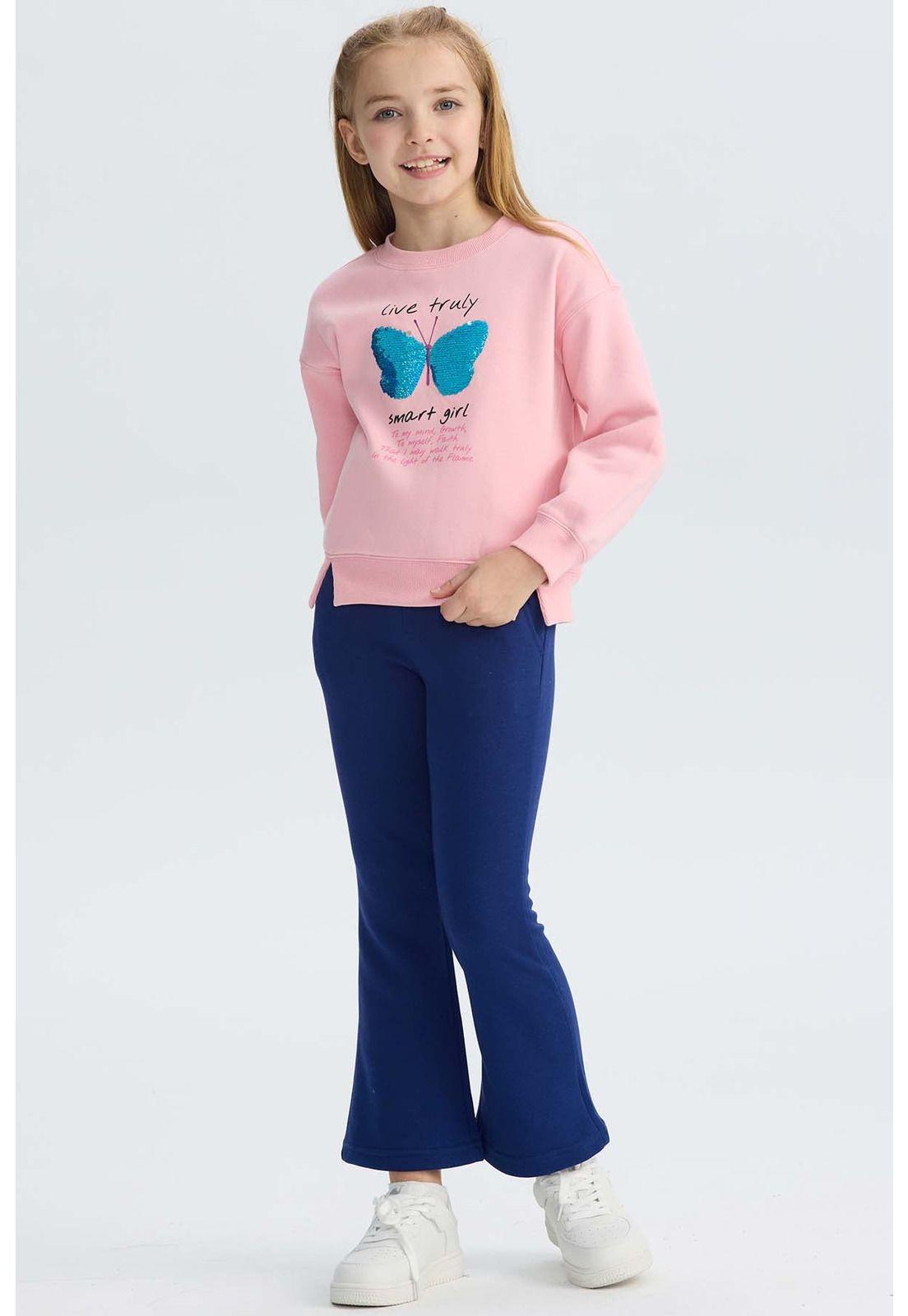 Polerón Niña Cerrado Con Print Rosado-3