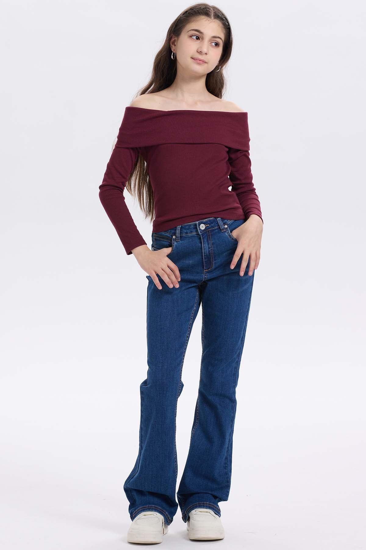 Jeans Niña Básico Flare Azul-3
