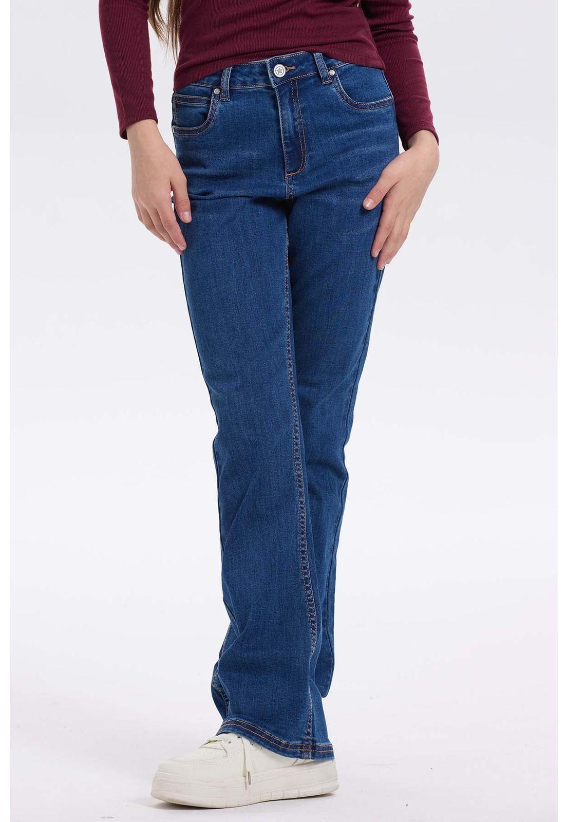 Jeans Niña Básico Flare Azul-1