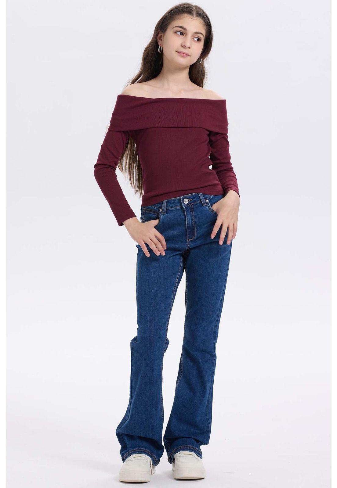 Jeans Niña Básico Flare Azul-3