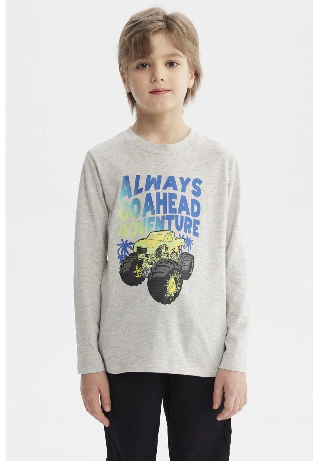 Polera Niño Bordados Gris Melange-0