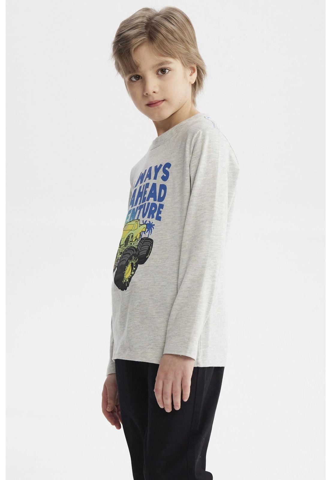 Polera Niño Bordados Gris Melange-1