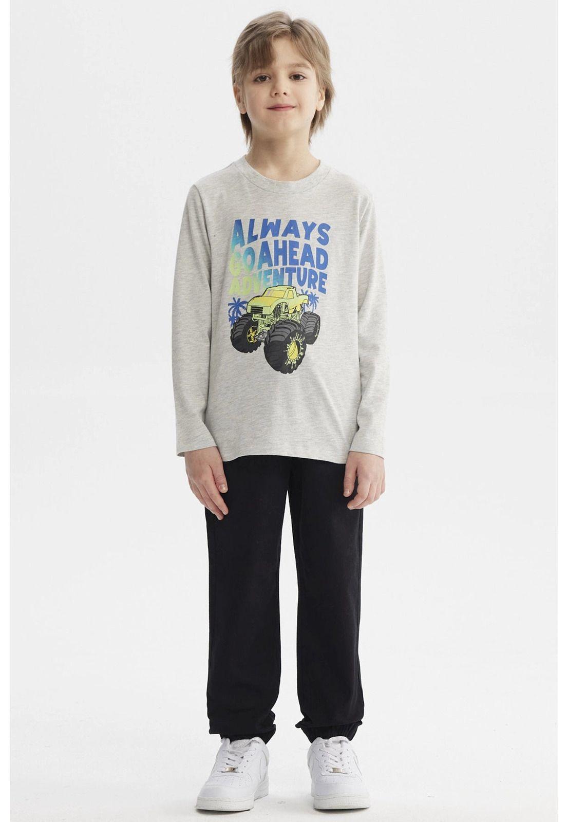 Polera Niño Bordados Gris Melange-3