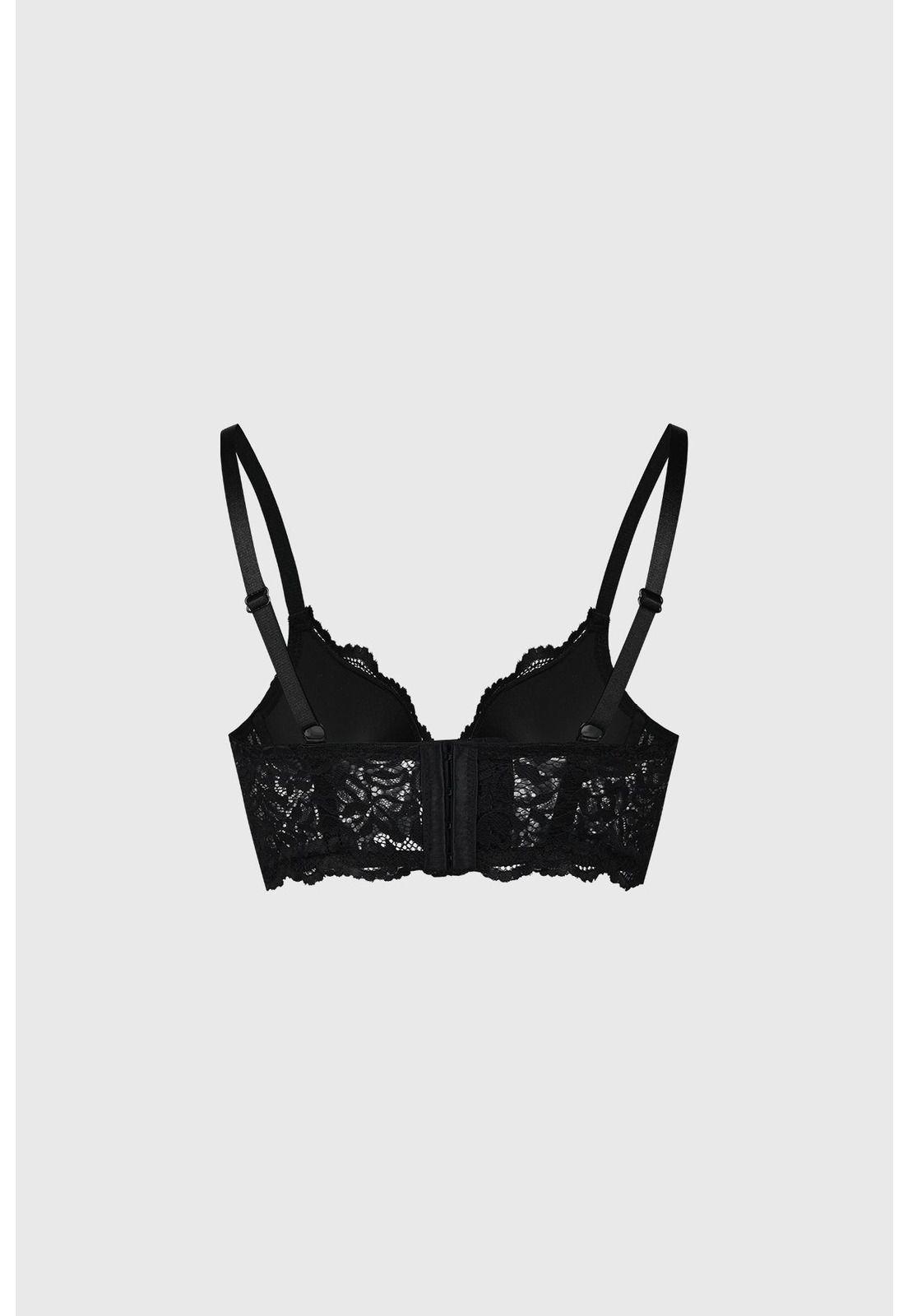 Sostén Mujer Corset Detalle Cruce Medio Negro- ll-1