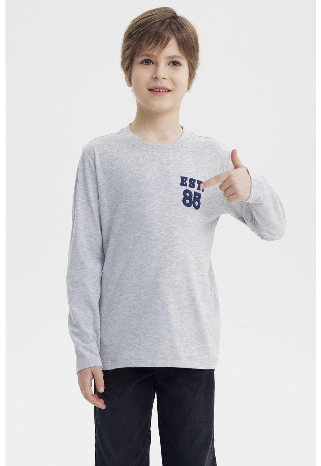 Polera Niño Slim Gris Melange - ll-0