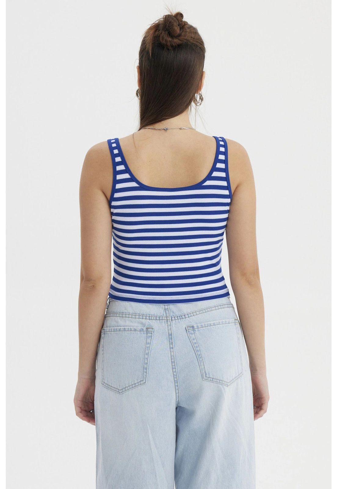 Polera Mujer Escote Cuadrado Azul- ll-2