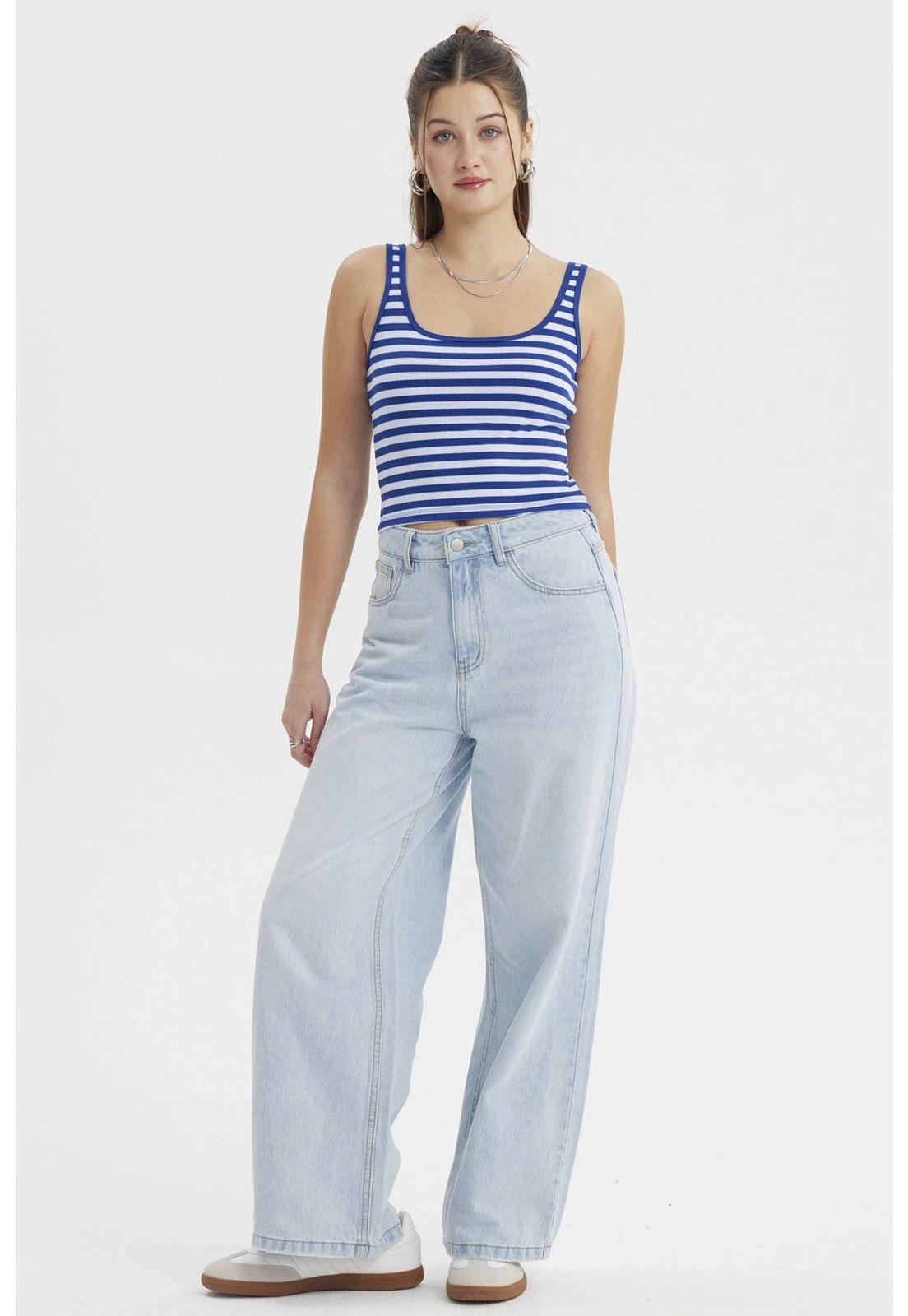 Polera Mujer Escote Cuadrado Azul- ll-3