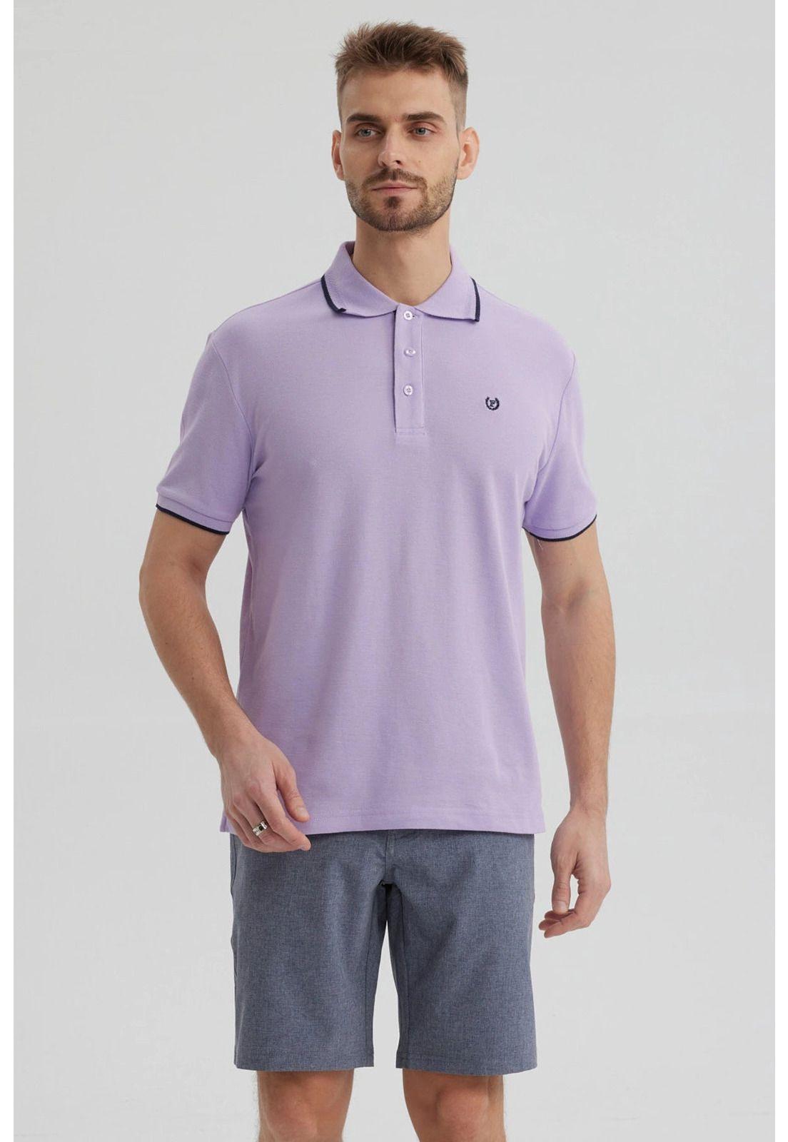 Polera Hombre Piqué Básica Lisa Lila-0