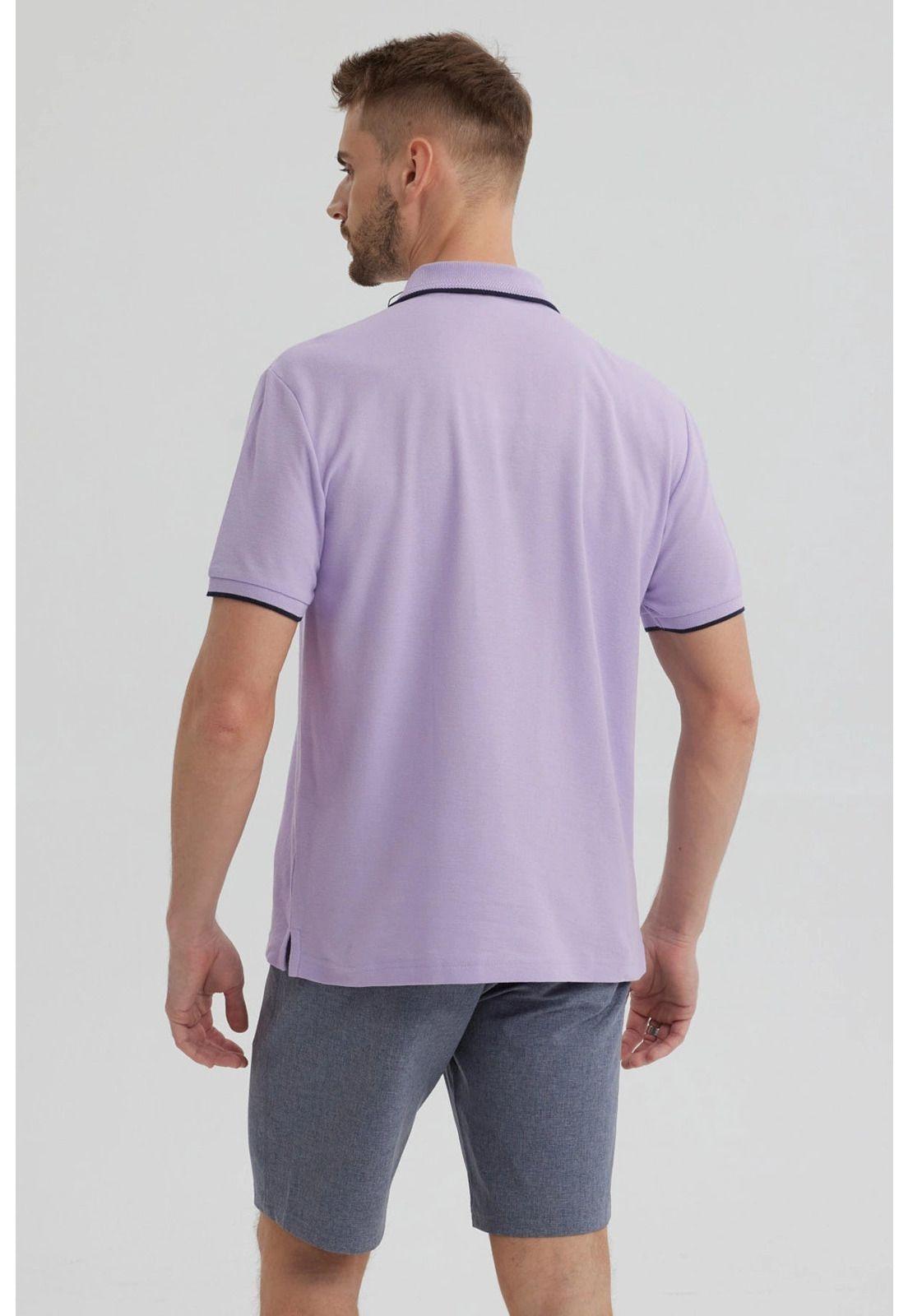 Polera Hombre Piqué Básica Lisa Lila-2
