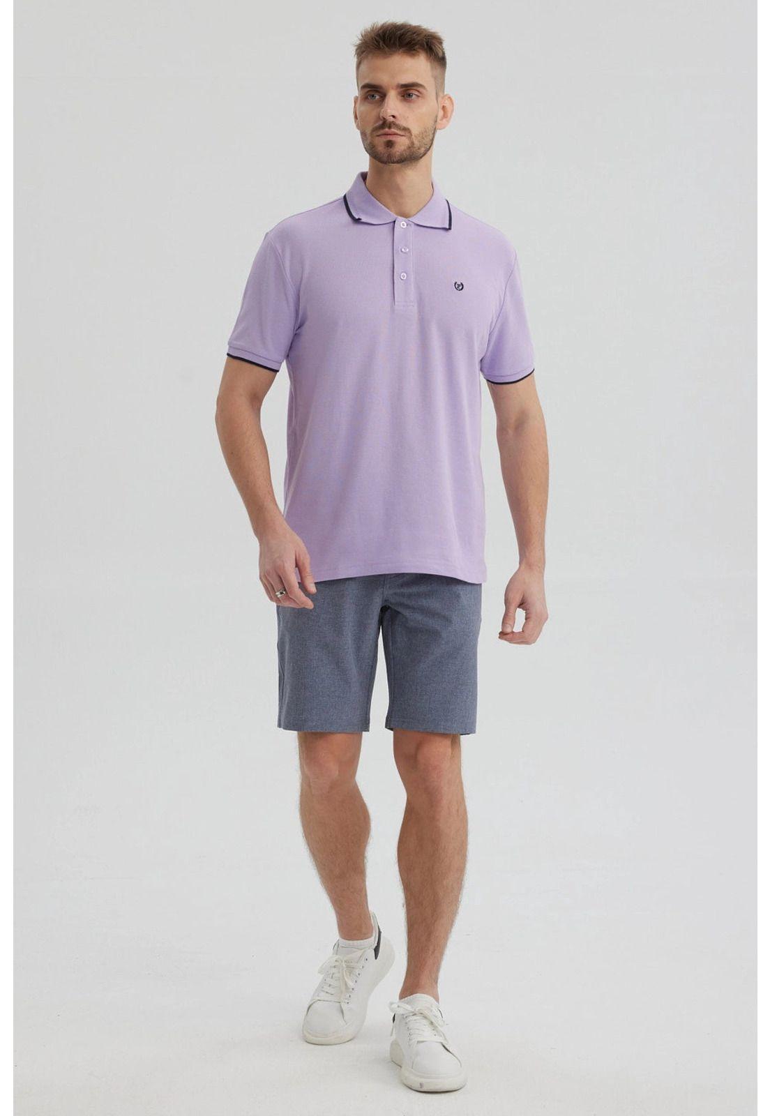 Polera Hombre Piqué Básica Lisa Lila-3