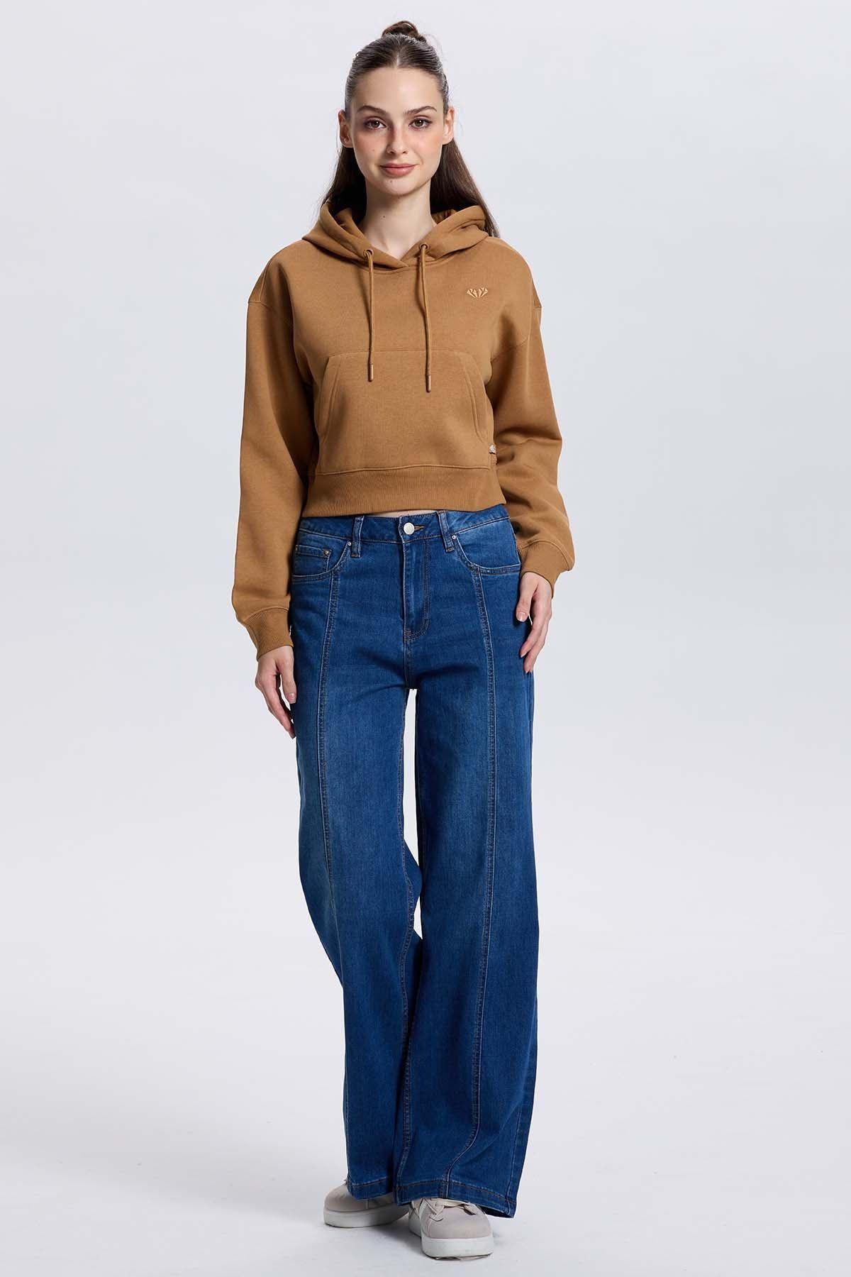 Polerón Mujer Crop Camel-3