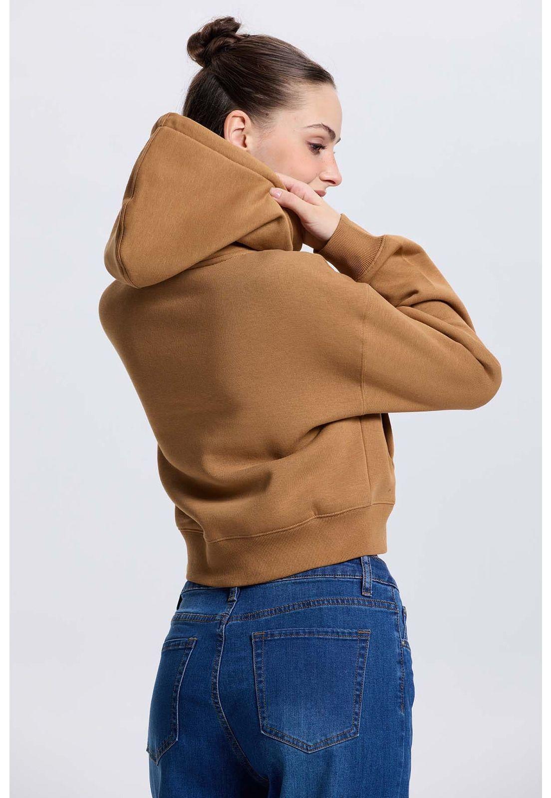 Polerón Mujer Crop Camel-2
