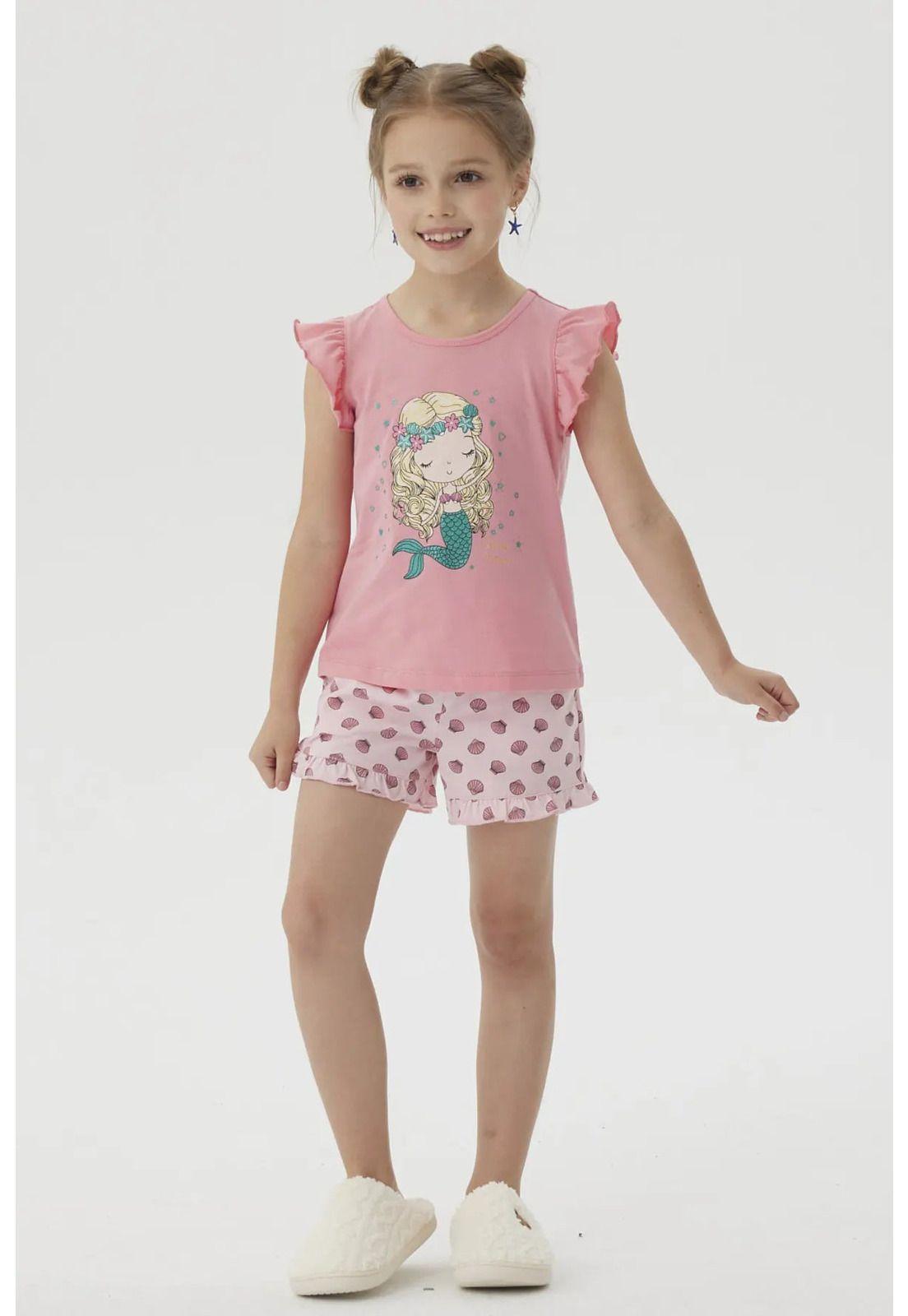 Pijama Niña Short Print Rosado-0
