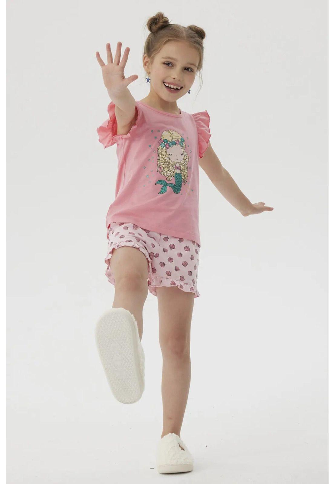 Pijama Niña Short Print Rosado-2