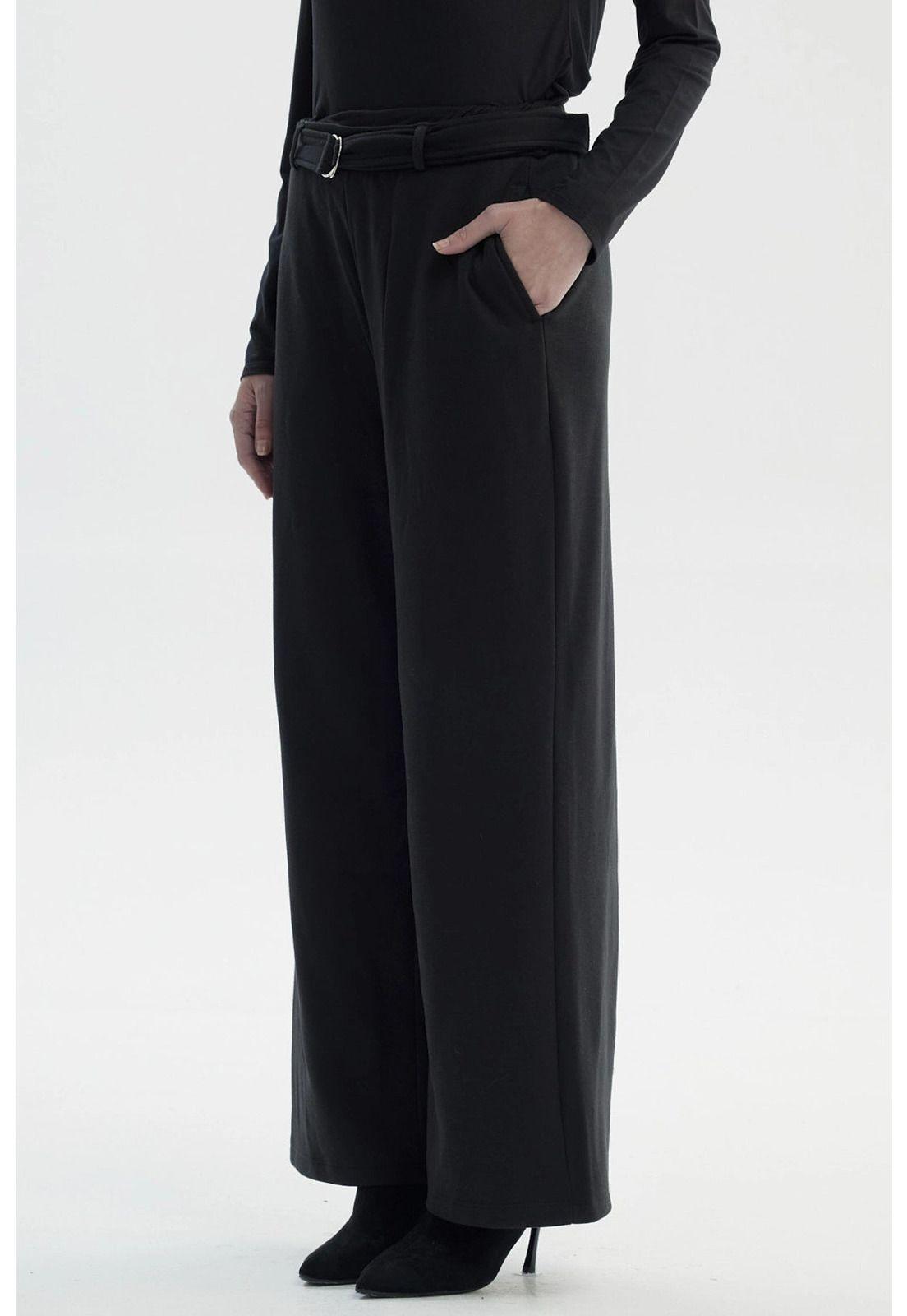 Pantalón Buzo Mujer Cinturón Negro-1