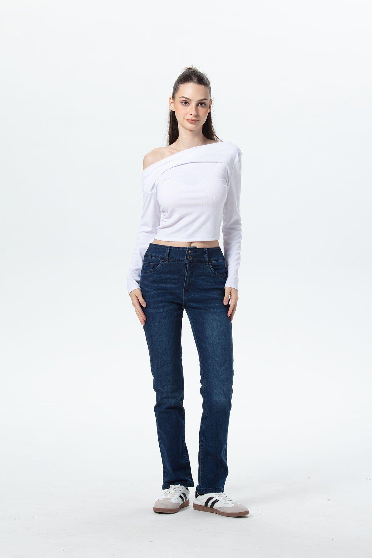Jeans Mujer Flo Calce Recto Azul Oscuro-3