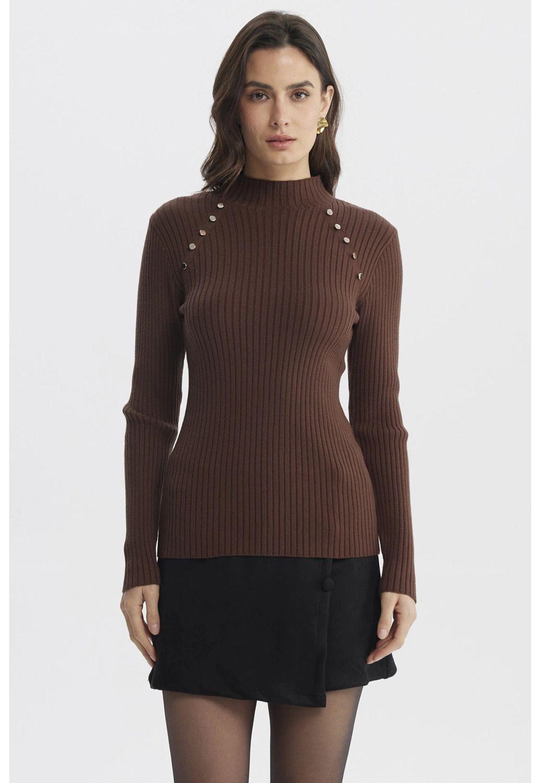 Sweater Mujer Ajustado Café - ll-0
