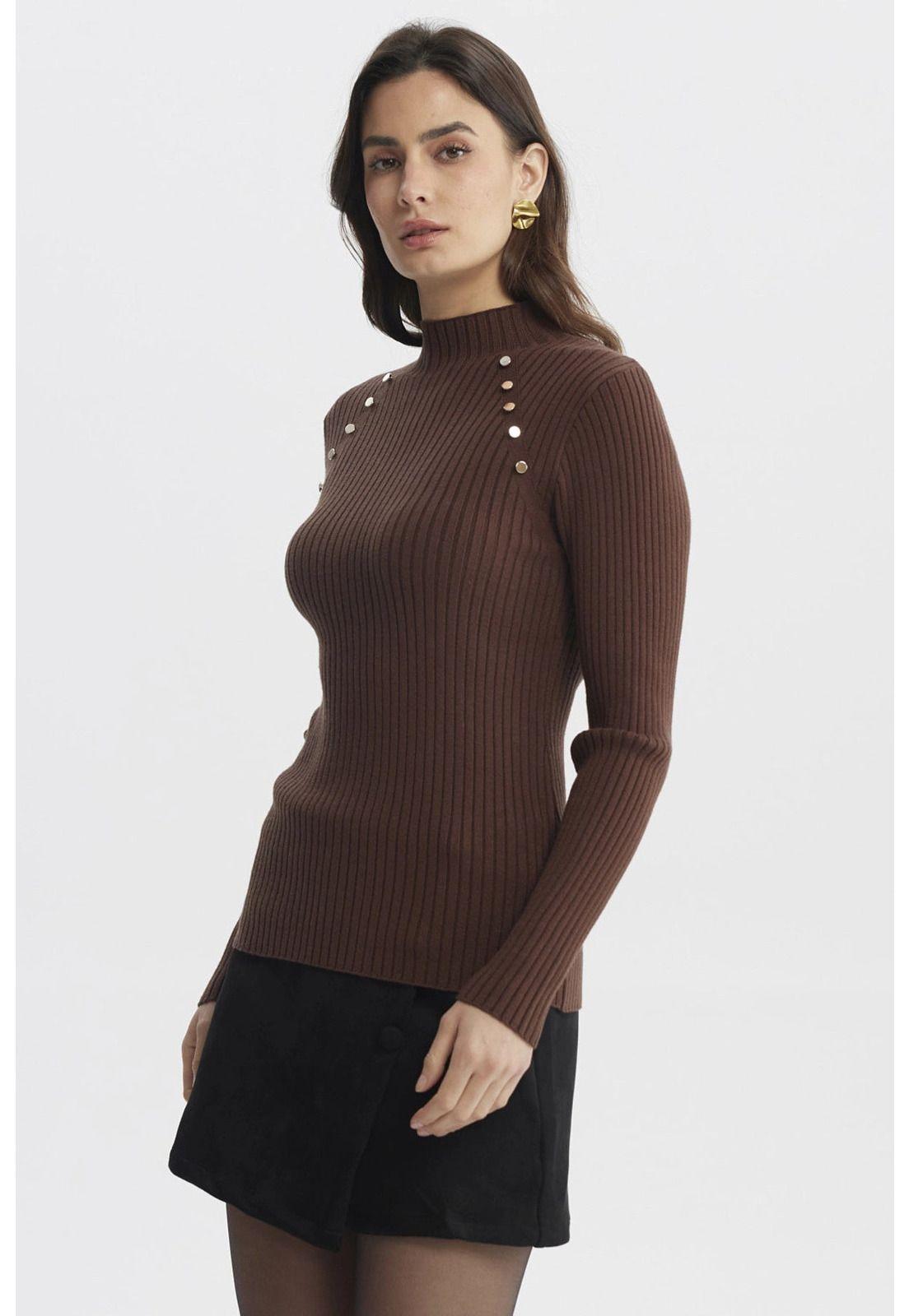 Sweater Mujer Ajustado Café - ll-1