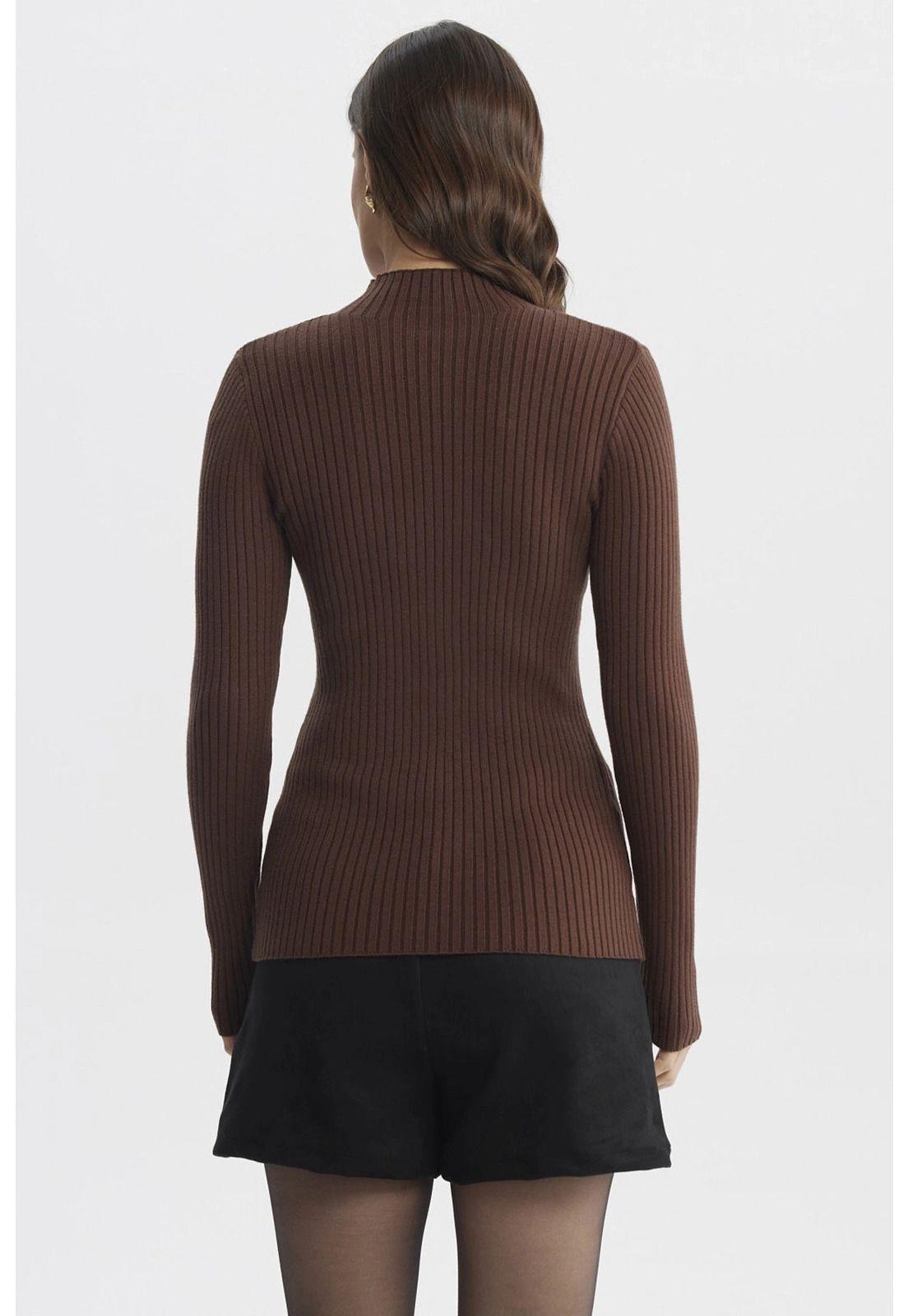 Sweater Mujer Ajustado Café - ll-2