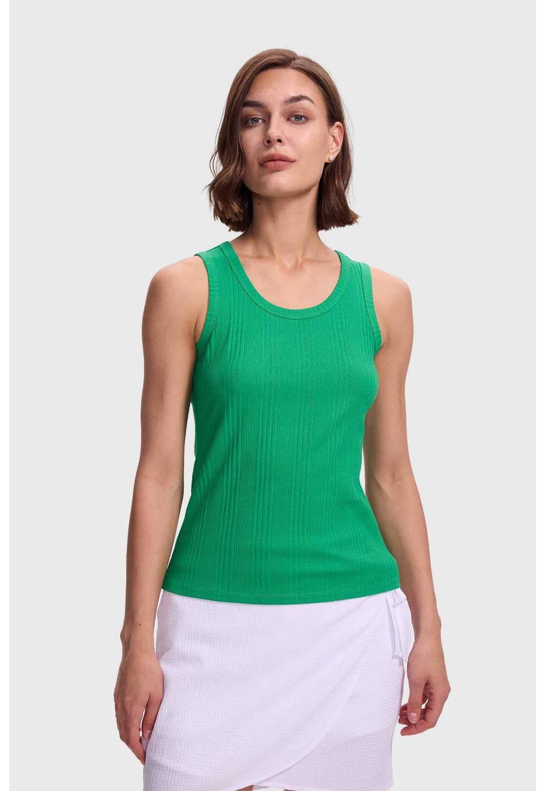 Polera Mujer Rib Rayas Y Verde-0
