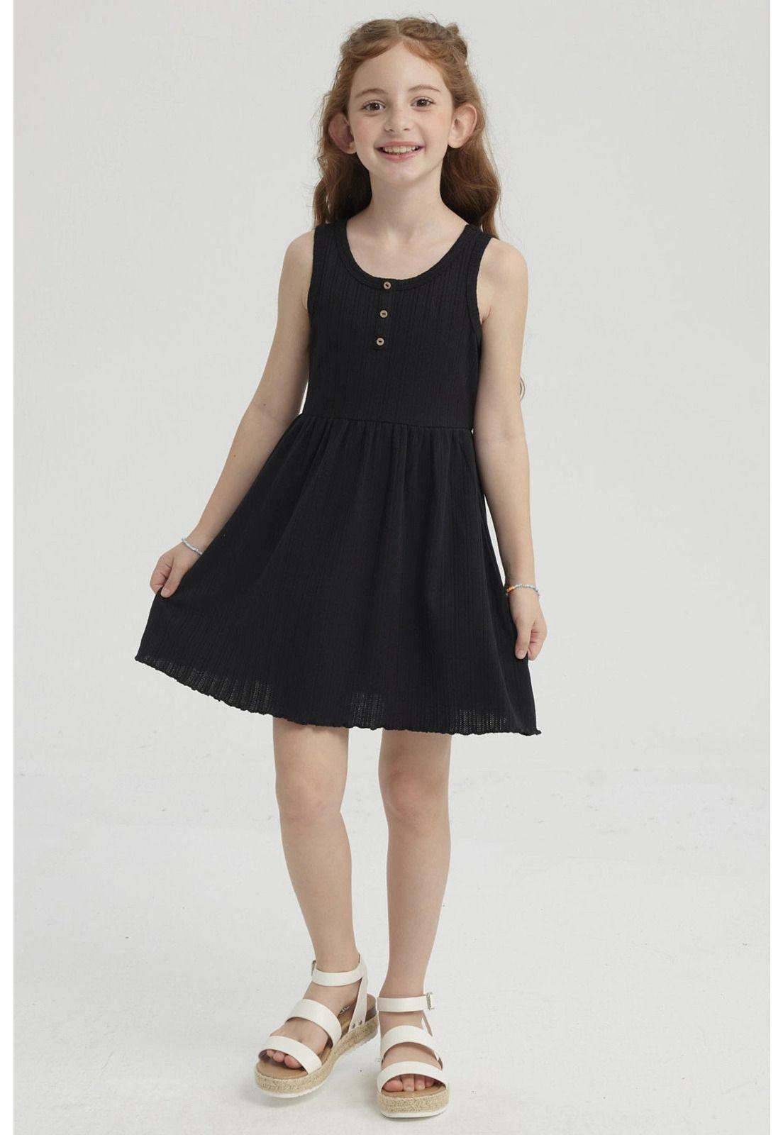 Vestido Niña Rib Negro- ll-3