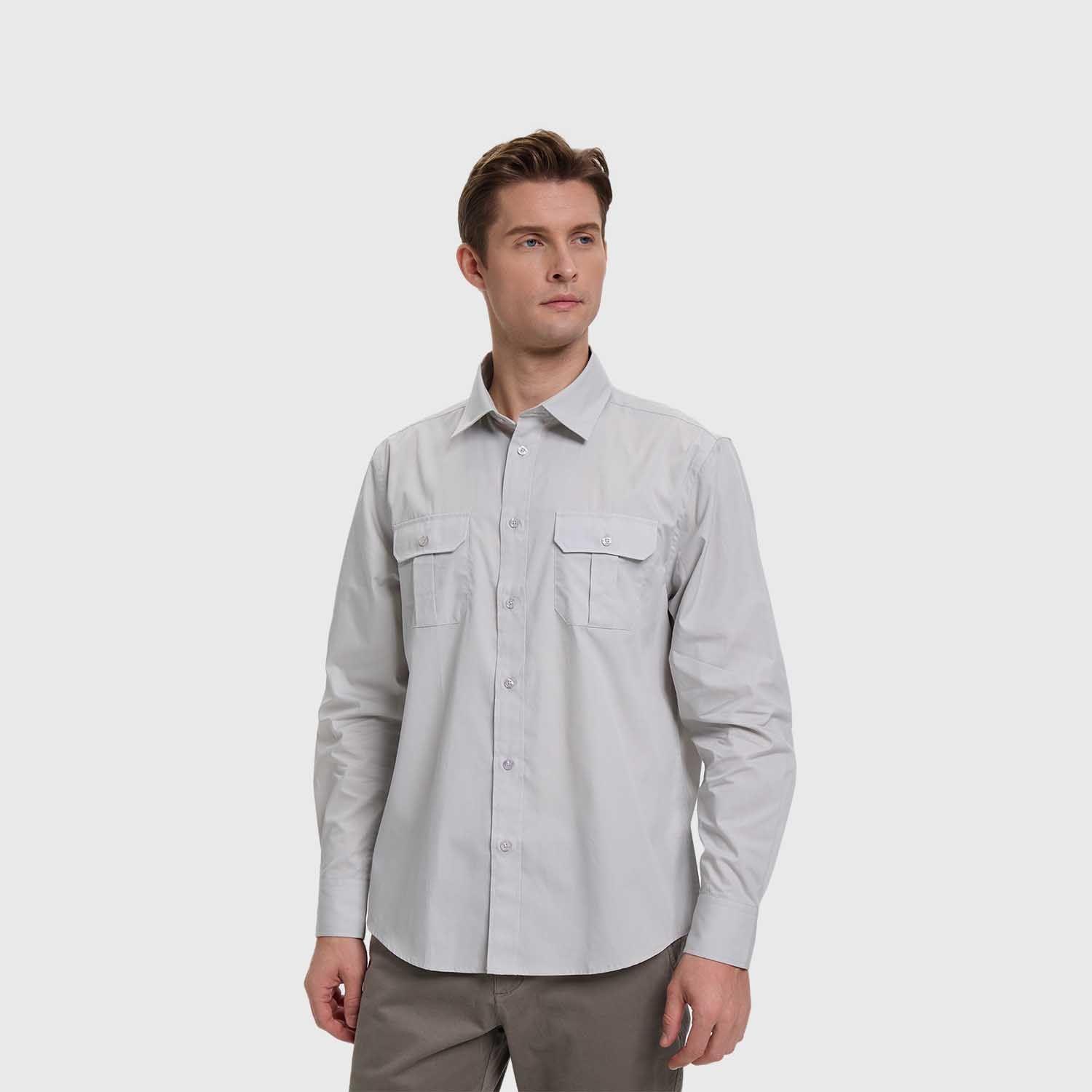 Camisa Hombre Doble Bolsillo Gris I Fashion's Park-1