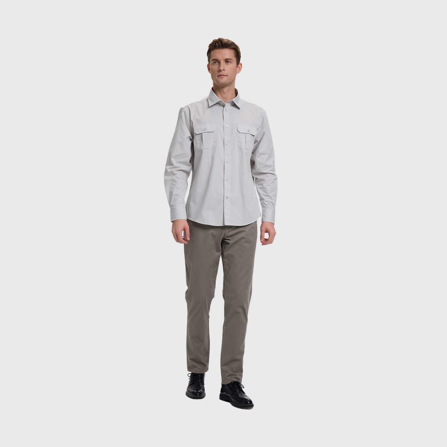 Camisa Hombre Doble Bolsillo Gris I Fashion's Park-3