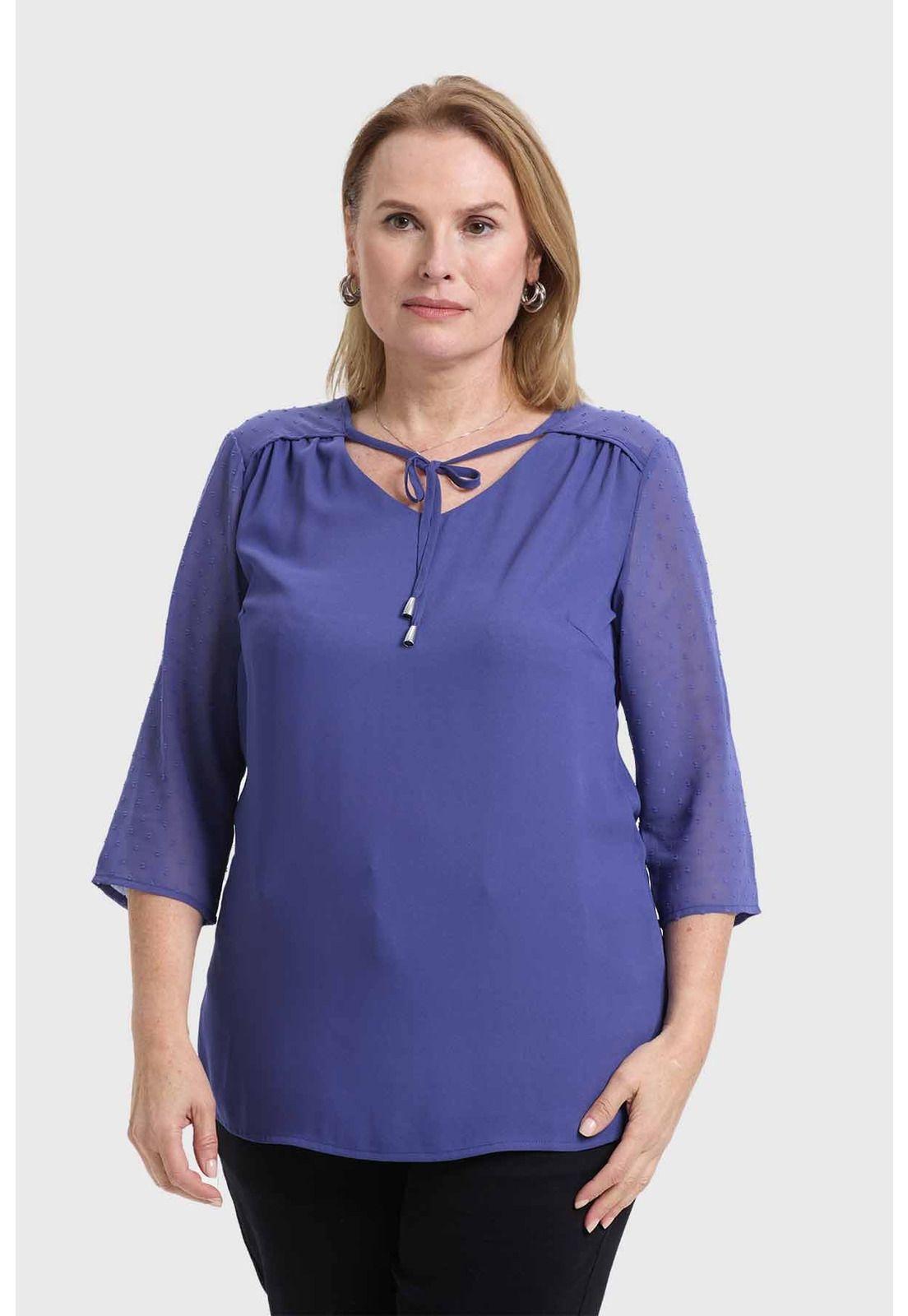 Blusa Mujer Cuello V Azul-0
